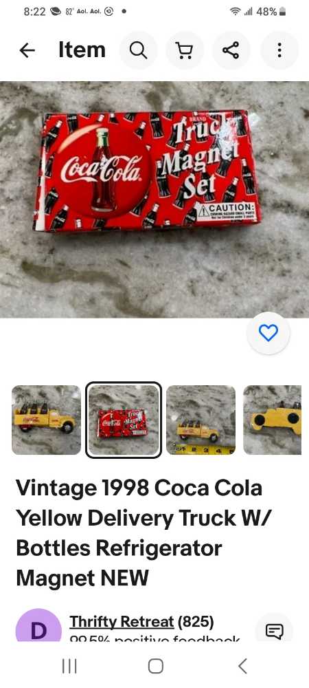 Coca-Cola Magnets Yellow Delivery Truck With Bottles Removable 1998 - Coca-Cola vinyl figure collectible - Main Image 2