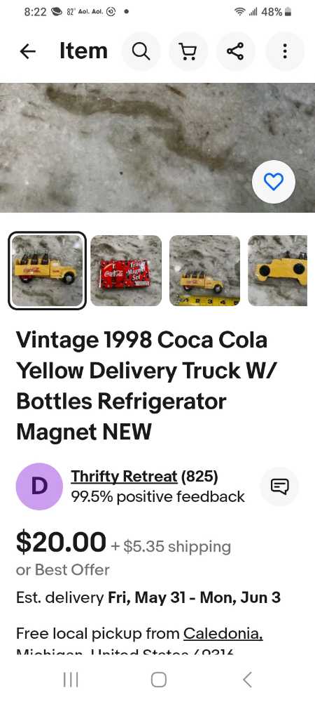 Coca-Cola Magnets Yellow Delivery Truck With Bottles Removable 1998 - Coca-Cola vinyl figure collectible - Main Image 3