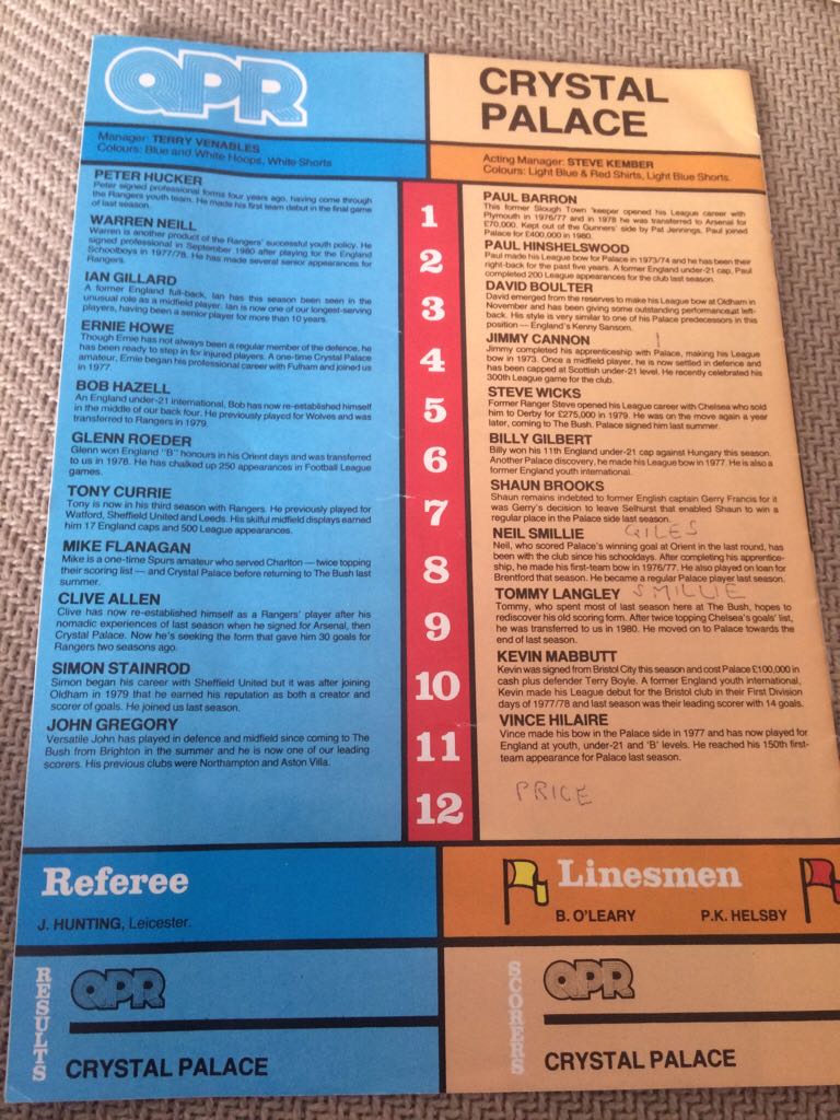 Queens Park Rangers FA Cup Match Programme 1982  (March) magazine collectible - Main Image 2