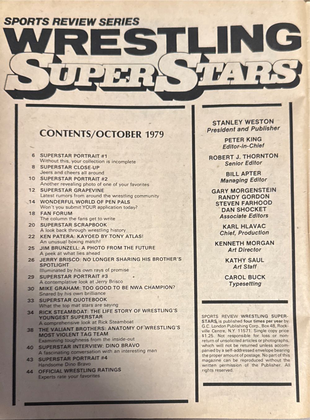 Wrestling Superstars October 1979  (October) magazine collectible - Main Image 2
