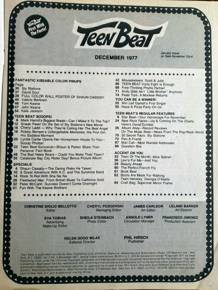 Teen Beat  (December) magazine collectible - Main Image 2