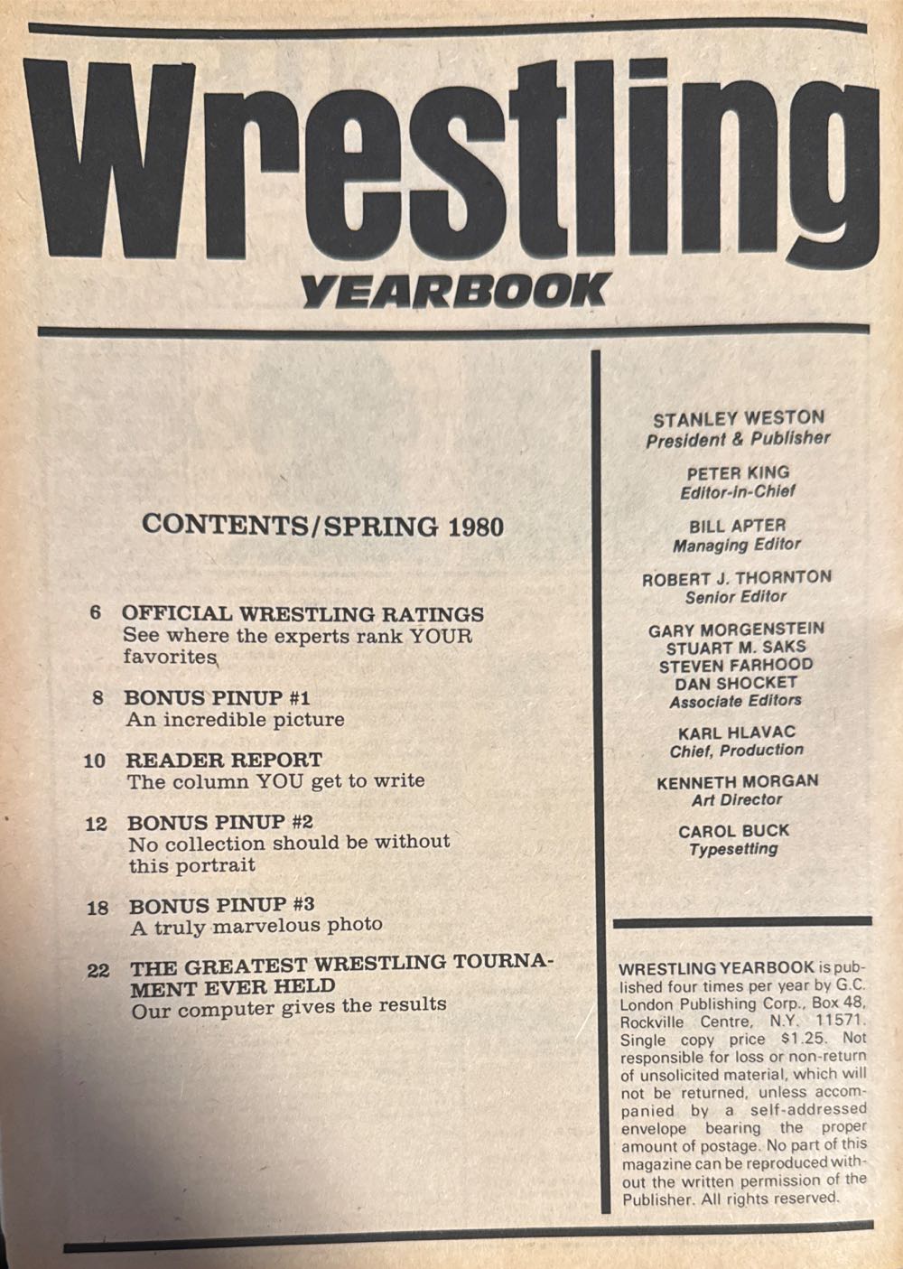 Victory Sports Series Wrestling 1980 Yearbook  magazine collectible - Main Image 2