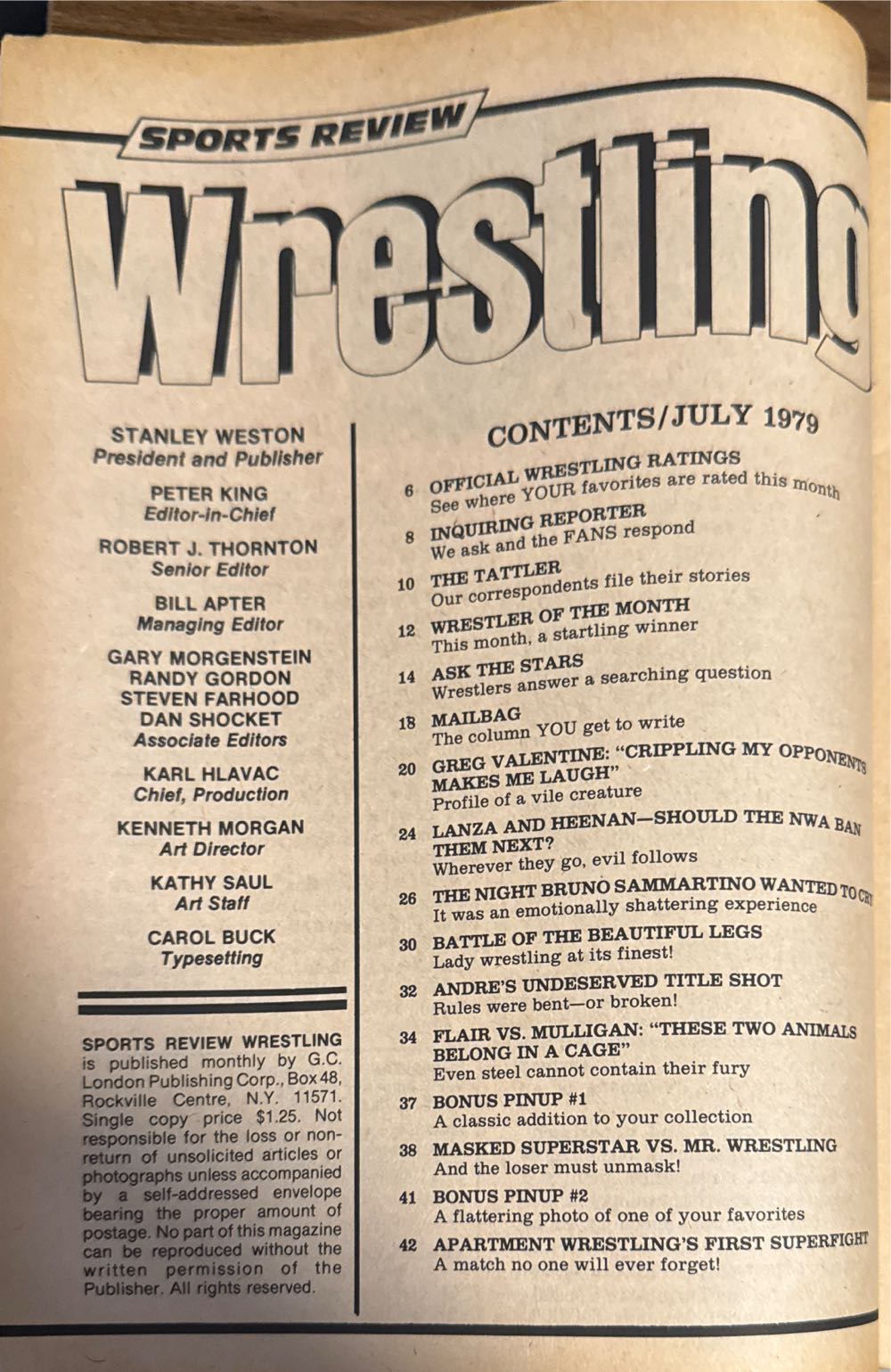 Sports Review Wrestling  (July) magazine collectible - Main Image 2