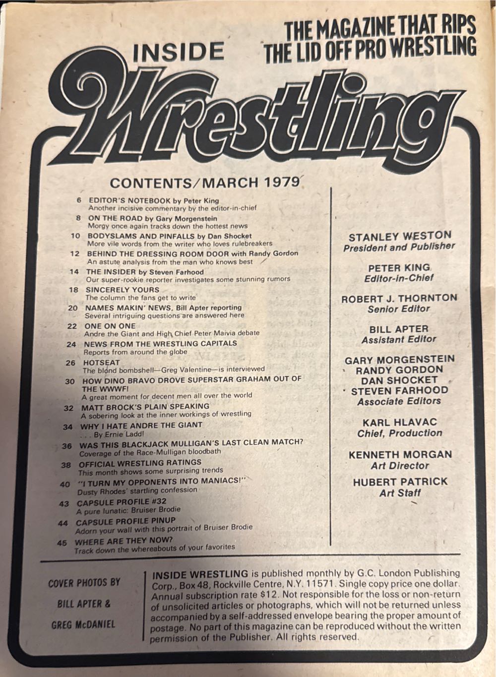 Inside Wrestling  magazine collectible [Barcode 07189647727603] - Main Image 2