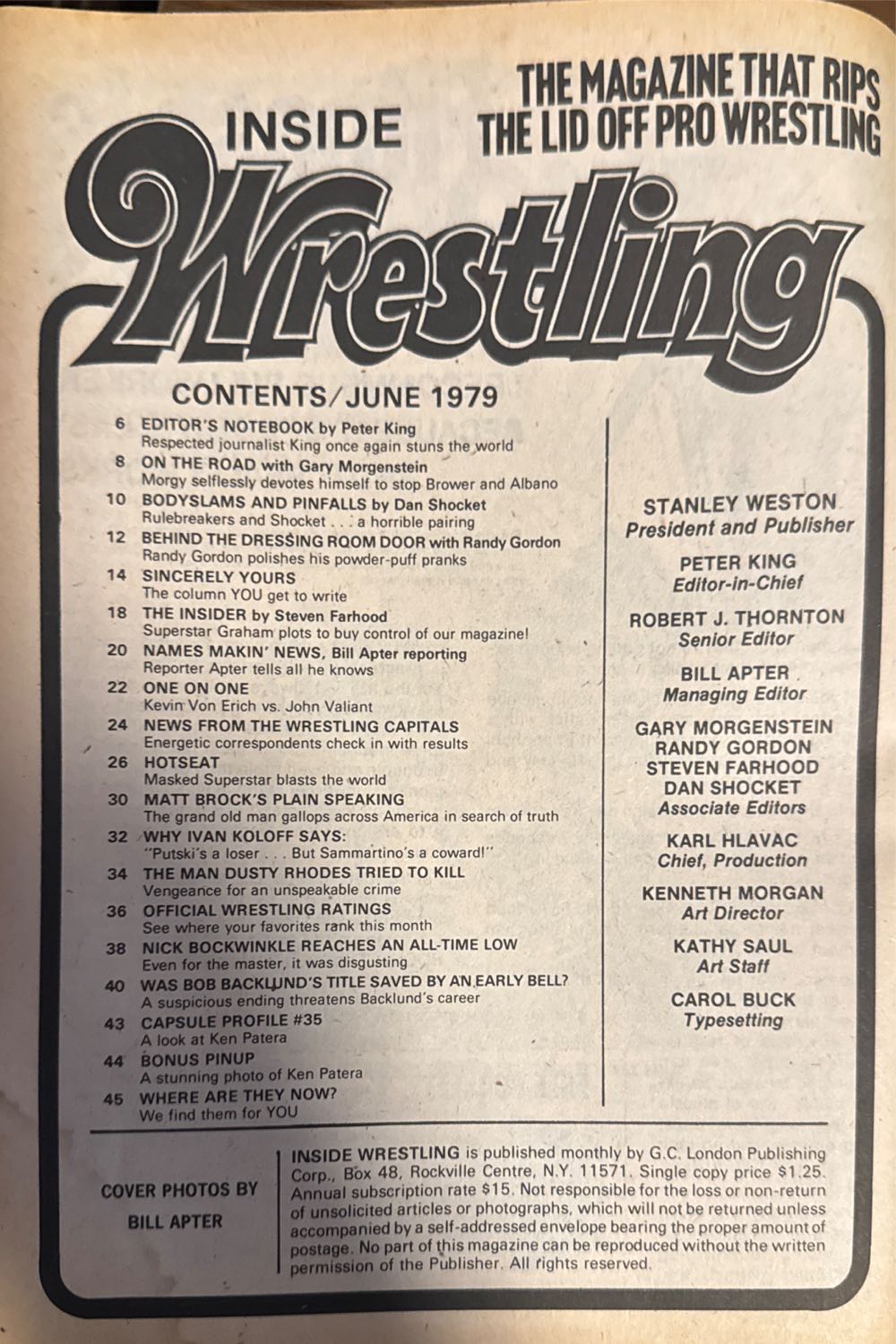 Inside Wrestling  (June) magazine collectible - Main Image 2