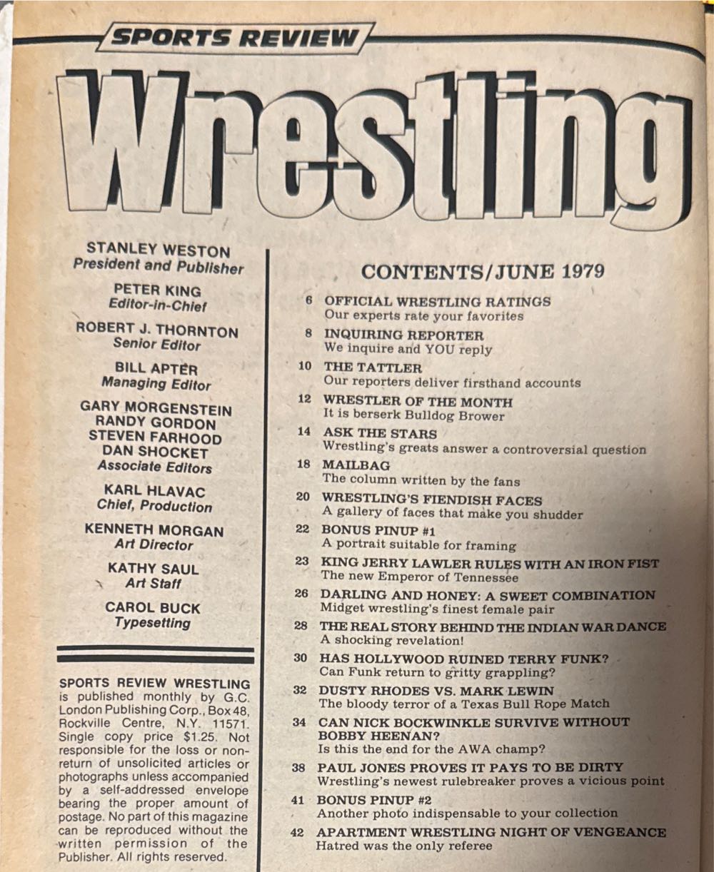 Sports Review Wrestling  (June) magazine collectible [Barcode 07189647817406] - Main Image 2