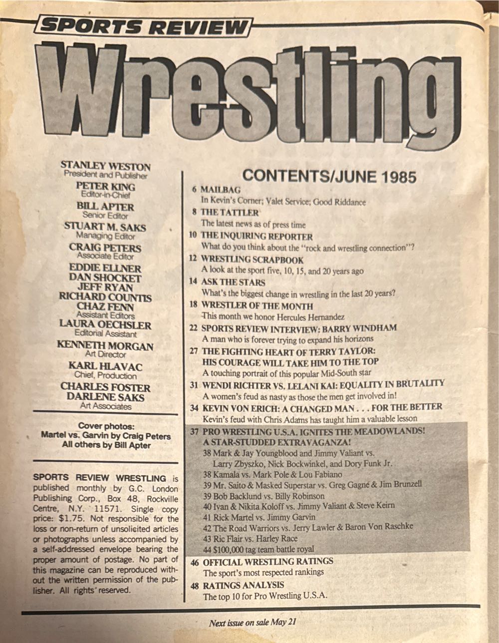 Sports Review Wrestling  (June) magazine collectible [Barcode 07189647817406] - Main Image 2