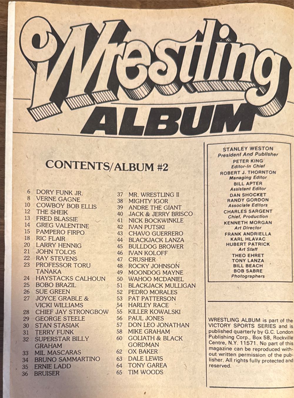 Victory Sports Series Wrestling Album #2  magazine collectible [Barcode 07189648819702] - Main Image 2
