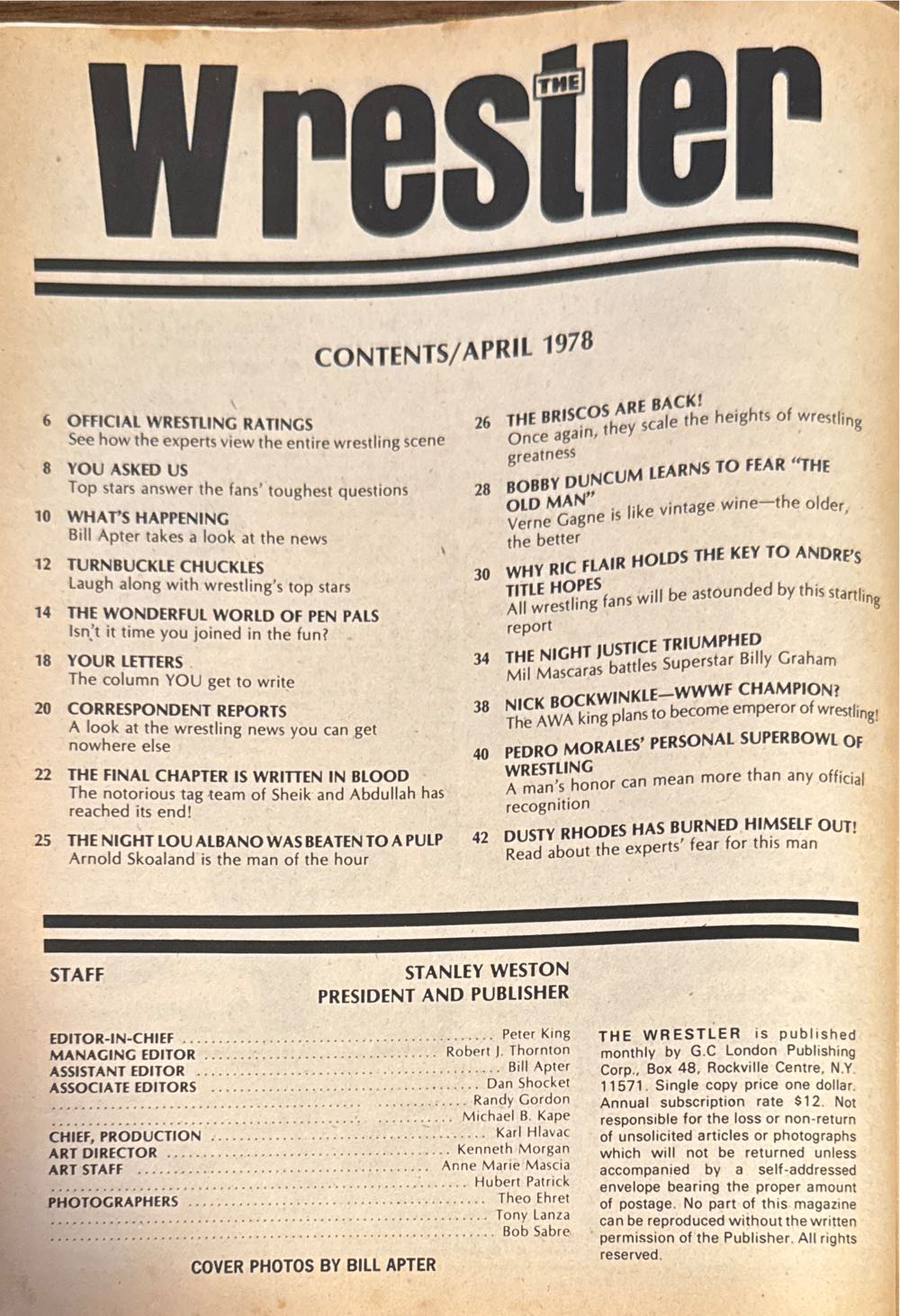 The Wrestler  (April) magazine collectible [Barcode 07189647951504] - Main Image 2