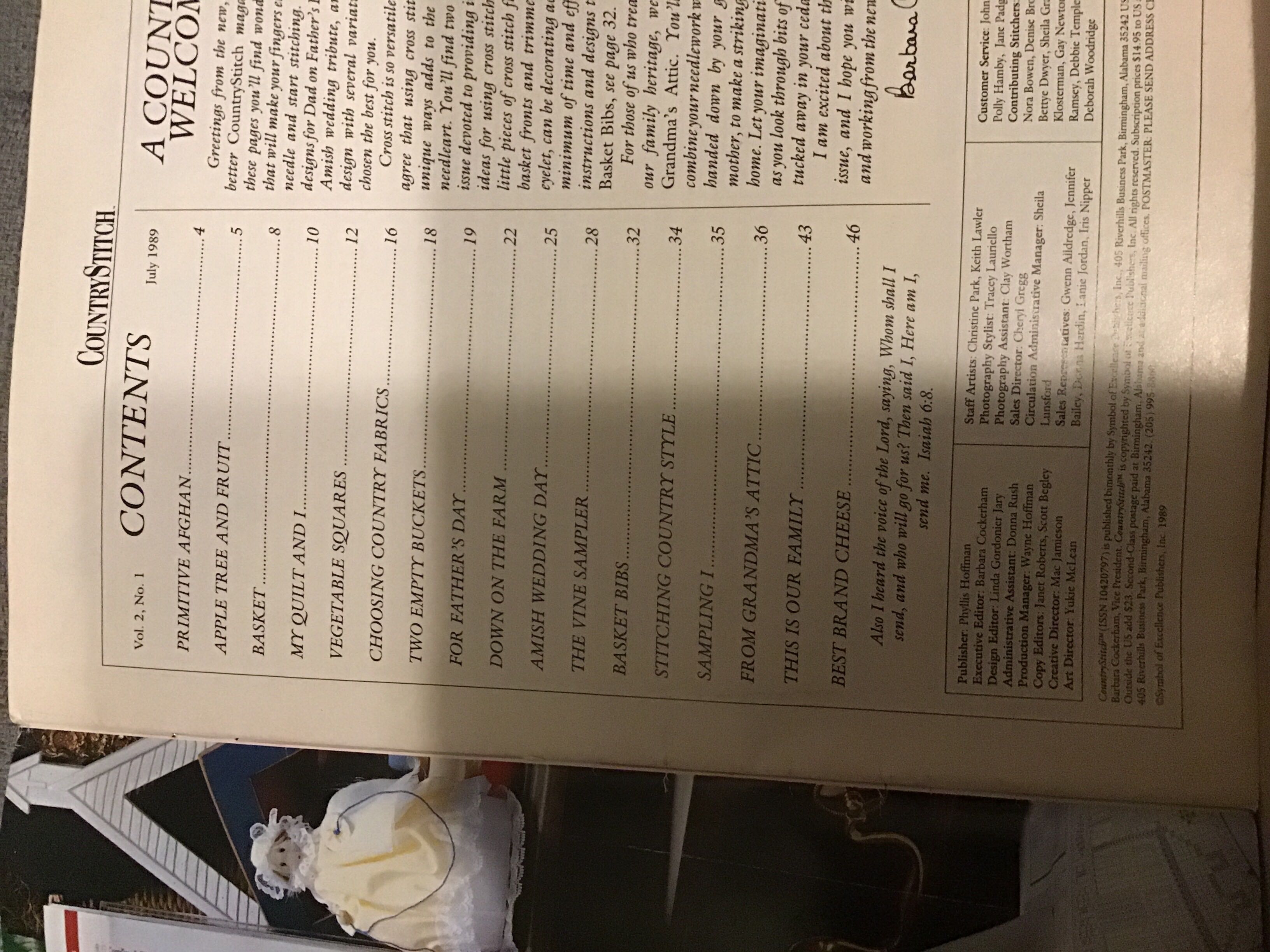 Country Stitch (Vol. 2, No. 1; July 1989)  (July) magazine collectible [Barcode 076956142682] - Main Image 2