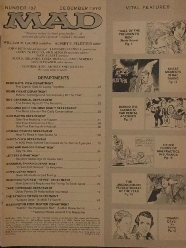 MAD No 187  (December) magazine collectible - Main Image 2