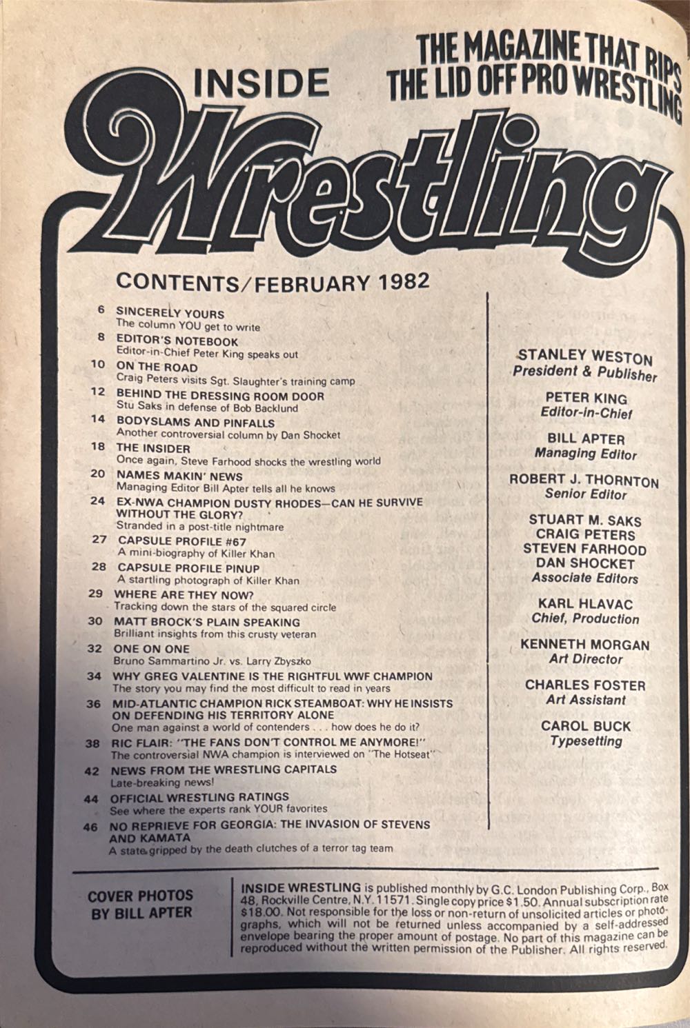 Inside Wrestling  (February) magazine collectible [Barcode 071896477276] - Main Image 2