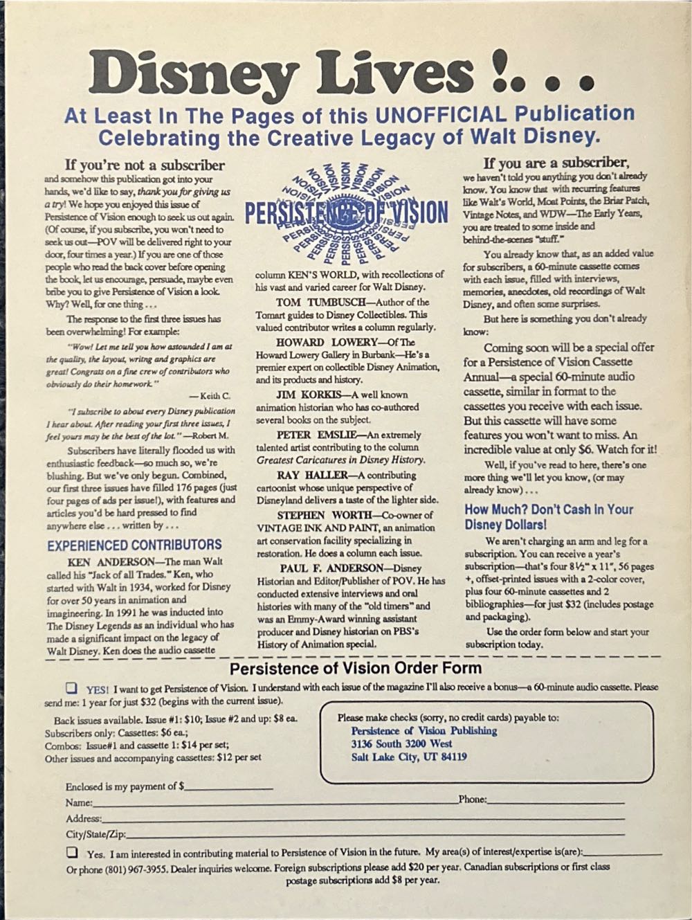 Persistence Of Vision #10  (May) magazine collectible [Barcode 070989364080] - Main Image 2