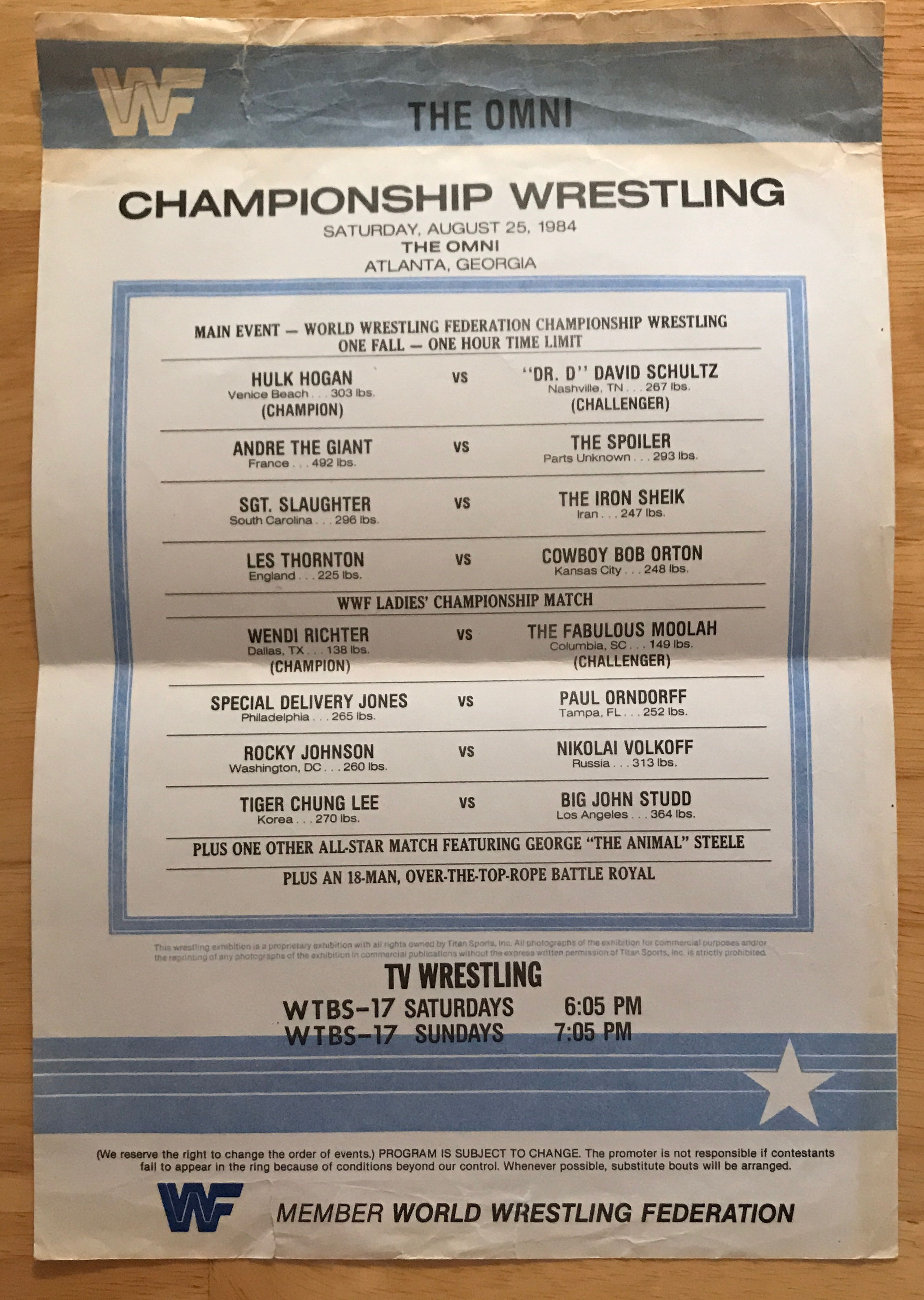 WWF Program Volume 115  (August) magazine collectible - Main Image 2