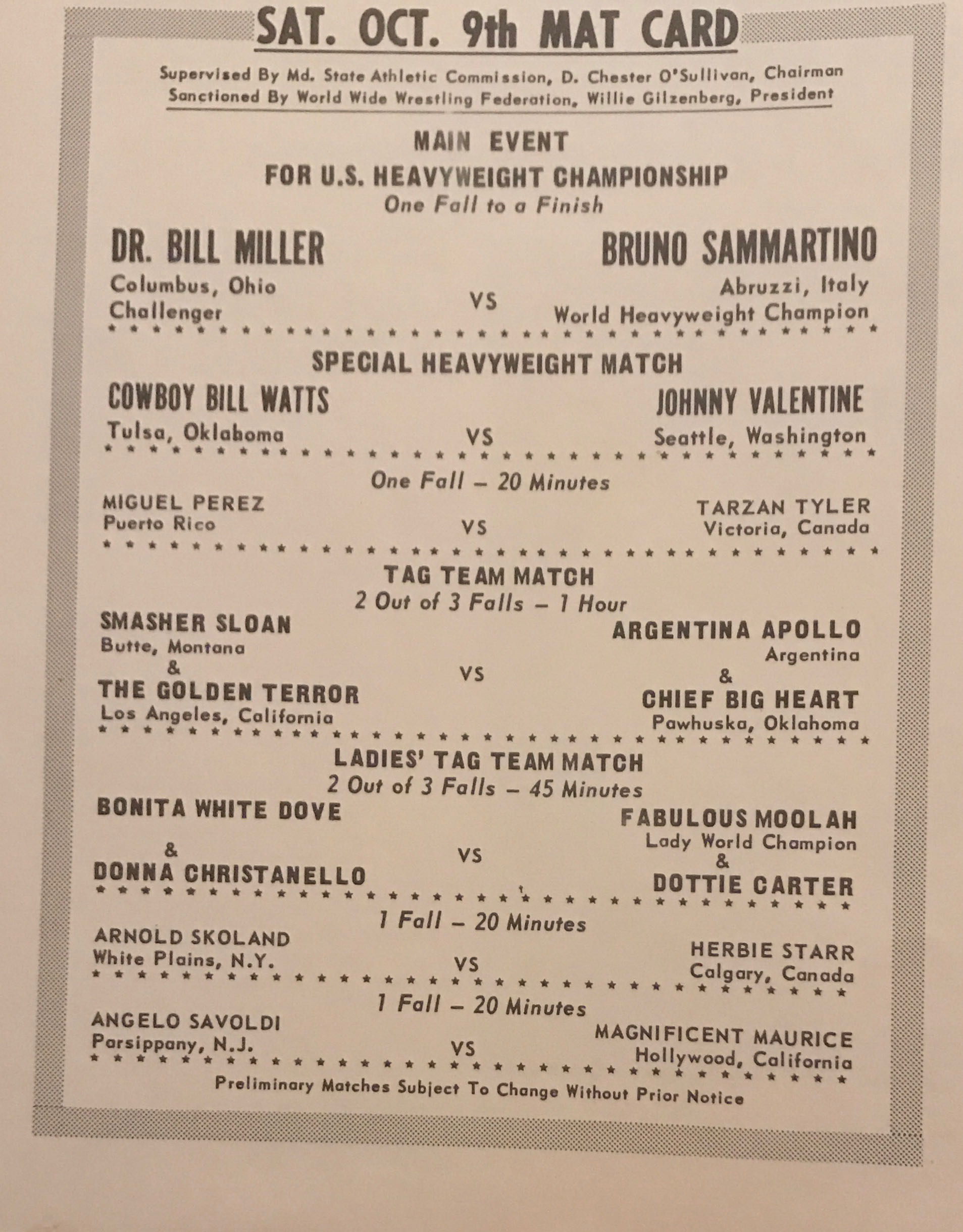 WWWF Championship Wrestling from Baltimore Volume 4, No. 9 10/09/1965  (October) magazine collectible - Main Image 2
