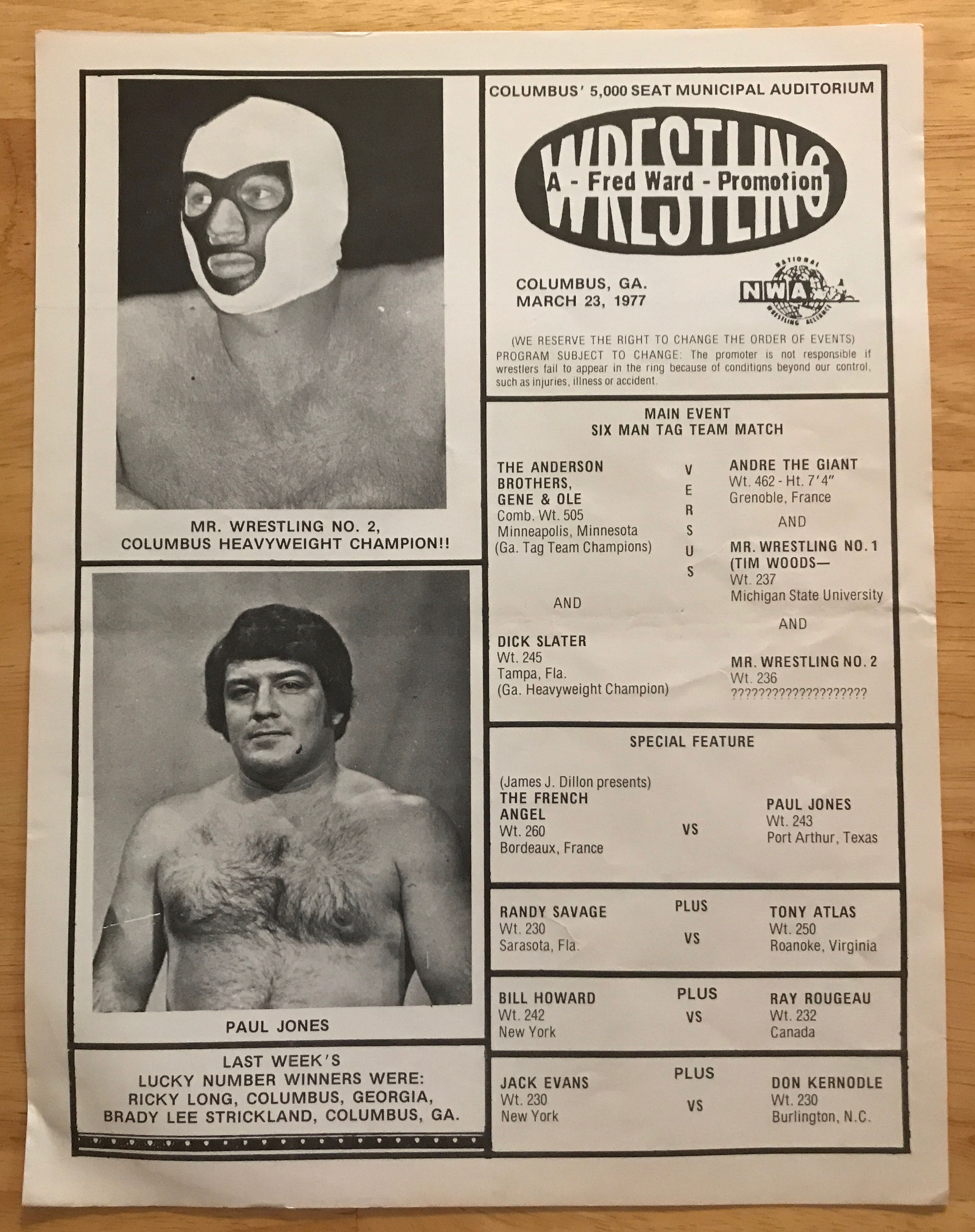 NWA Georgia - Columbus  03/23/1977  (March) magazine collectible - Main Image 2