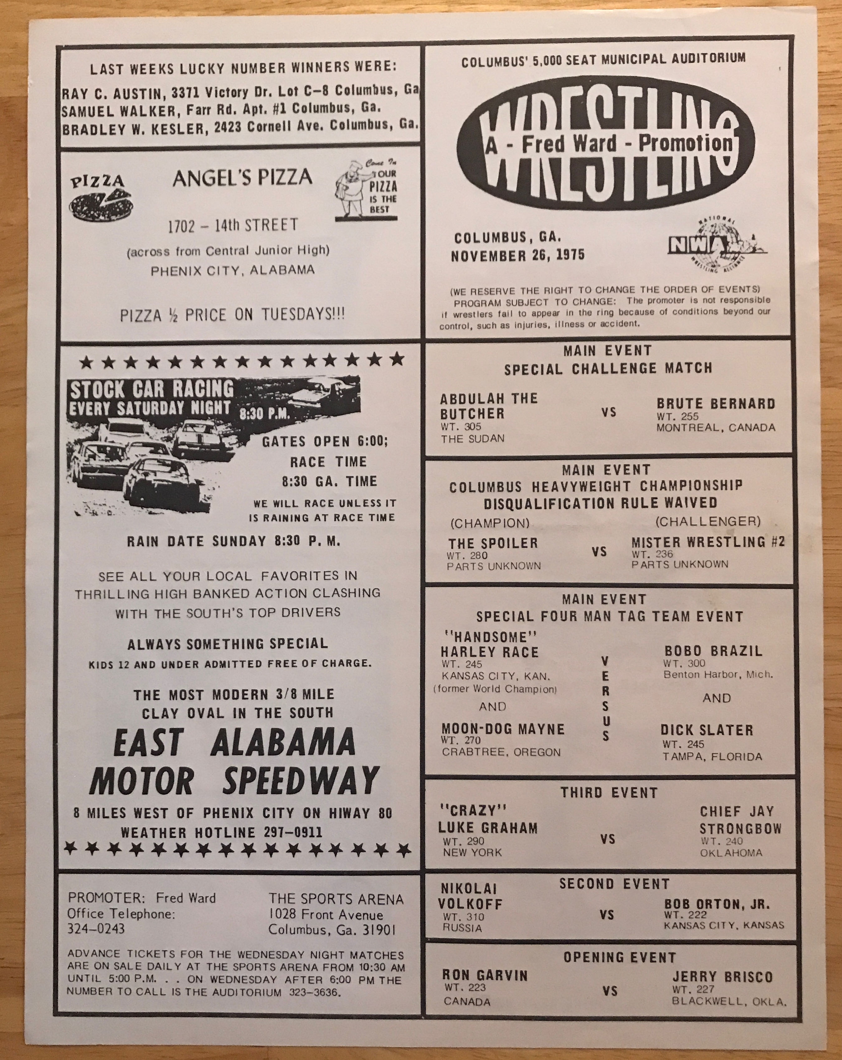 NWA Georgia - Columbus  11/26/1975  (November) magazine collectible - Main Image 2