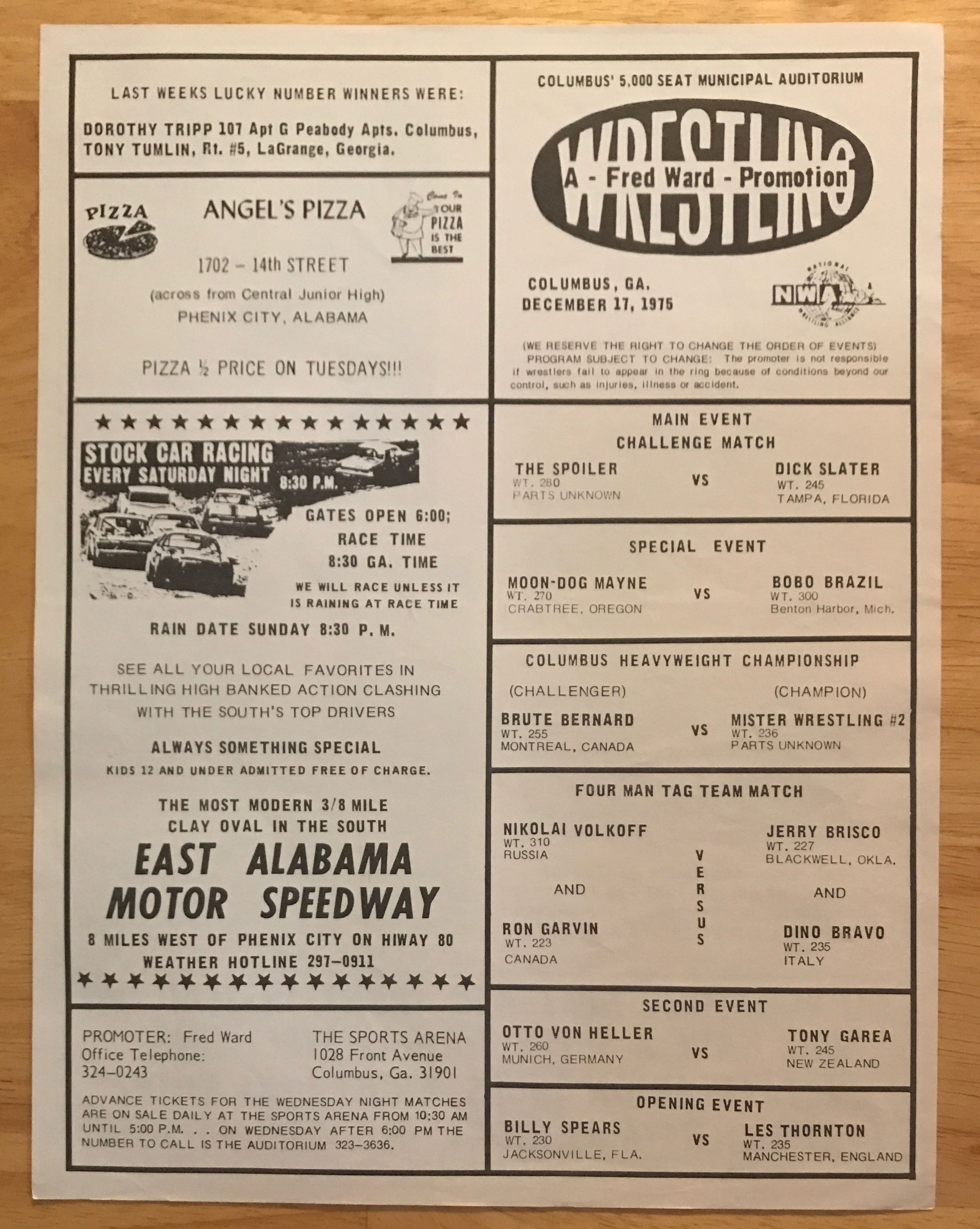 NWA Georgia - Columbus  12/17/1975  (December) magazine collectible - Main Image 2