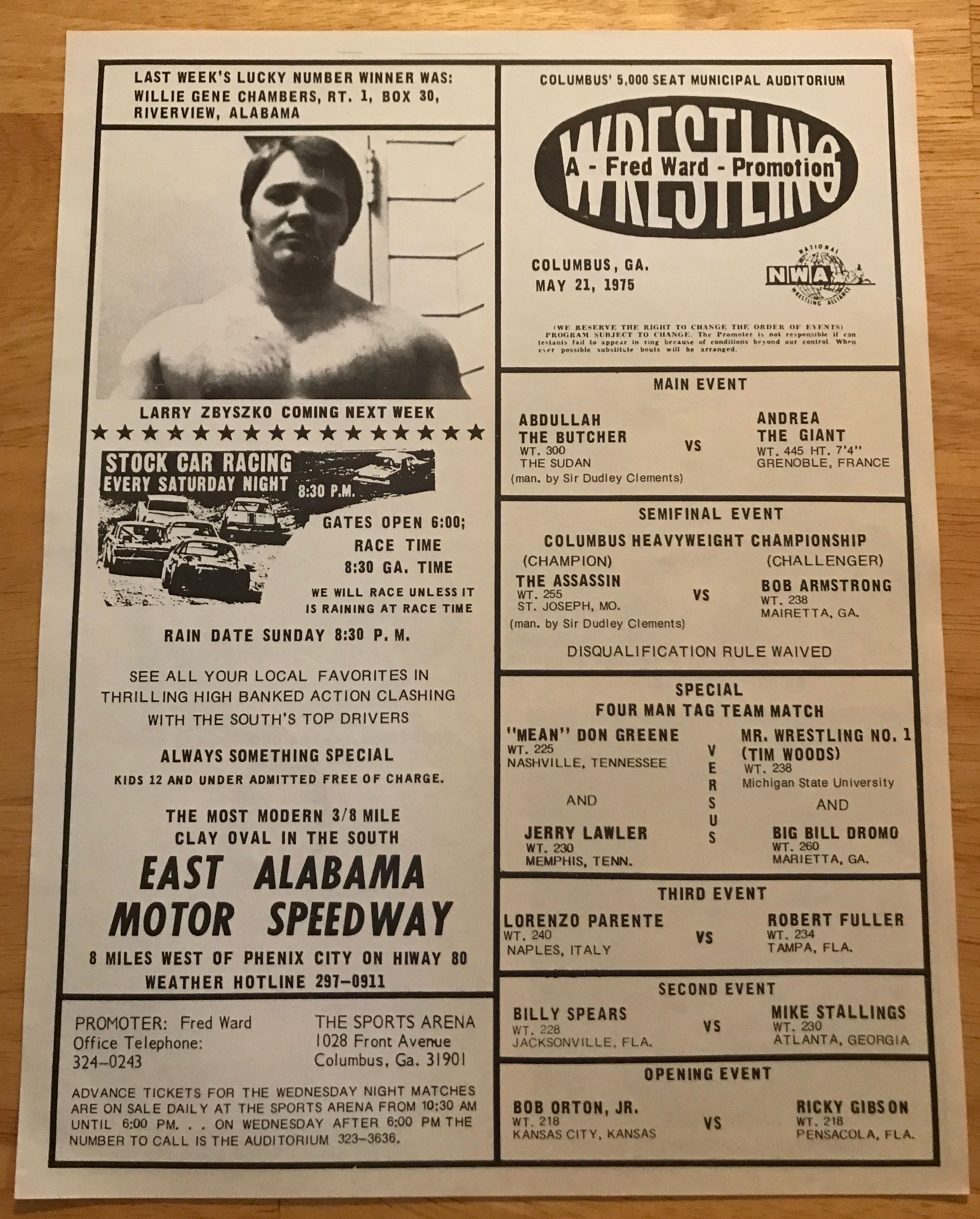 NWA Georgia - Columbus  05/21/1975  (May) magazine collectible - Main Image 2