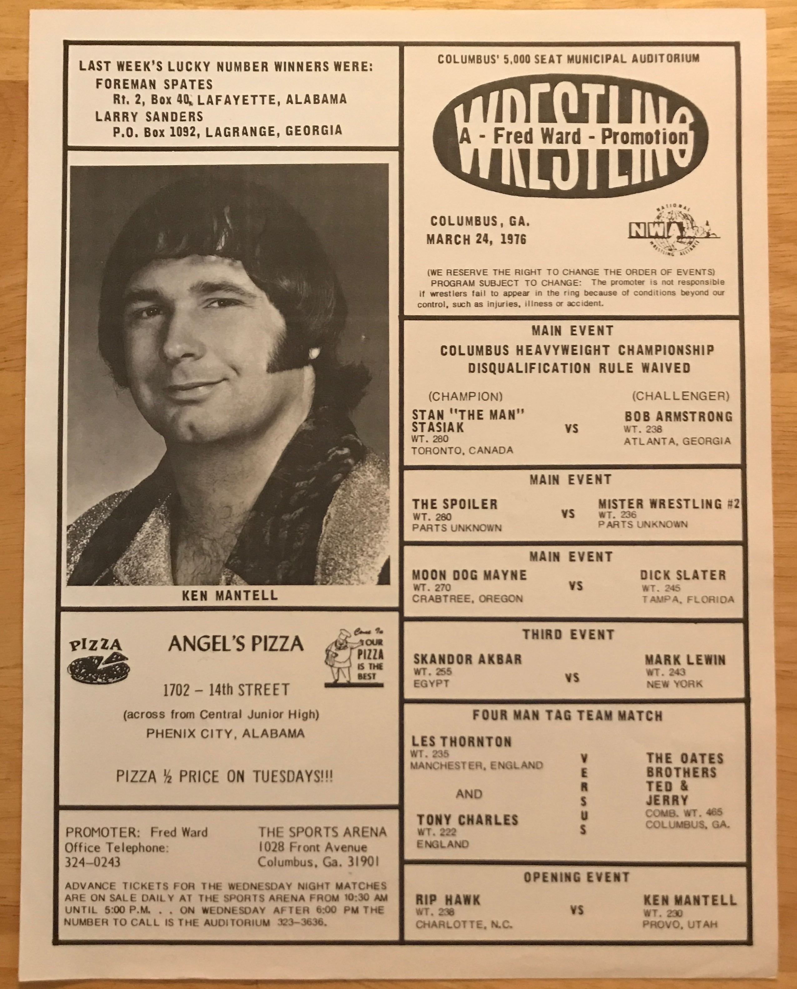 NWA Georgia - Columbus  03/24/1976  (March) magazine collectible - Main Image 2