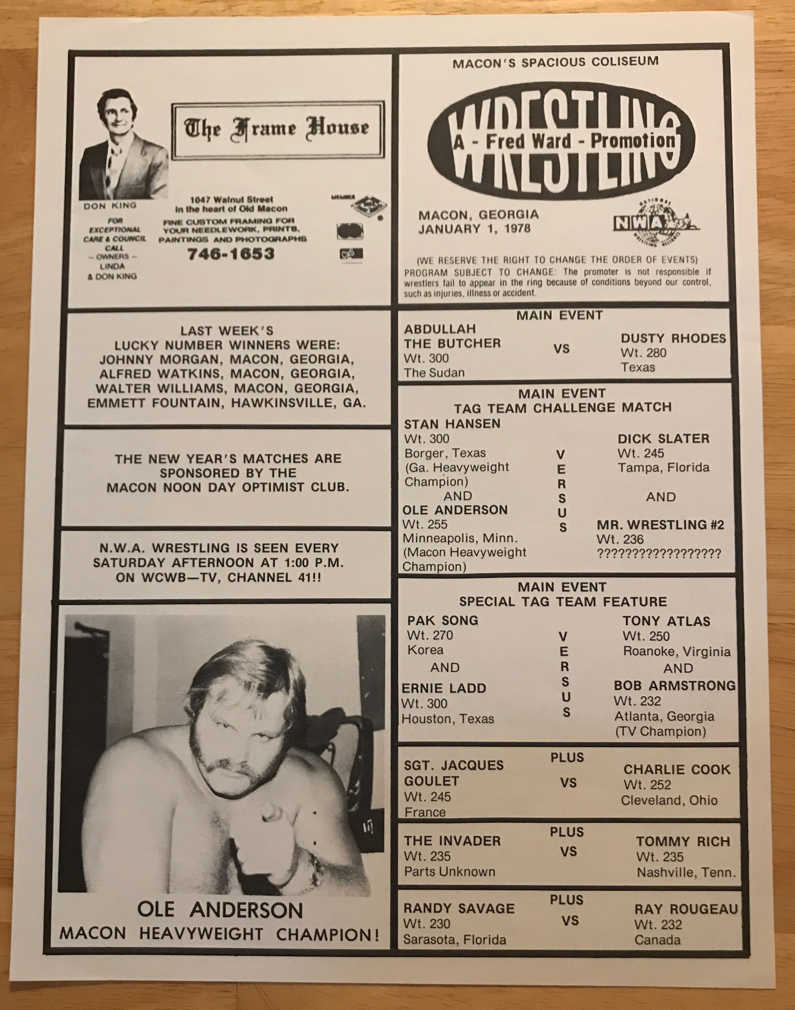 NWA Georgia - Macon  01/01/1978  (January) magazine collectible - Main Image 2