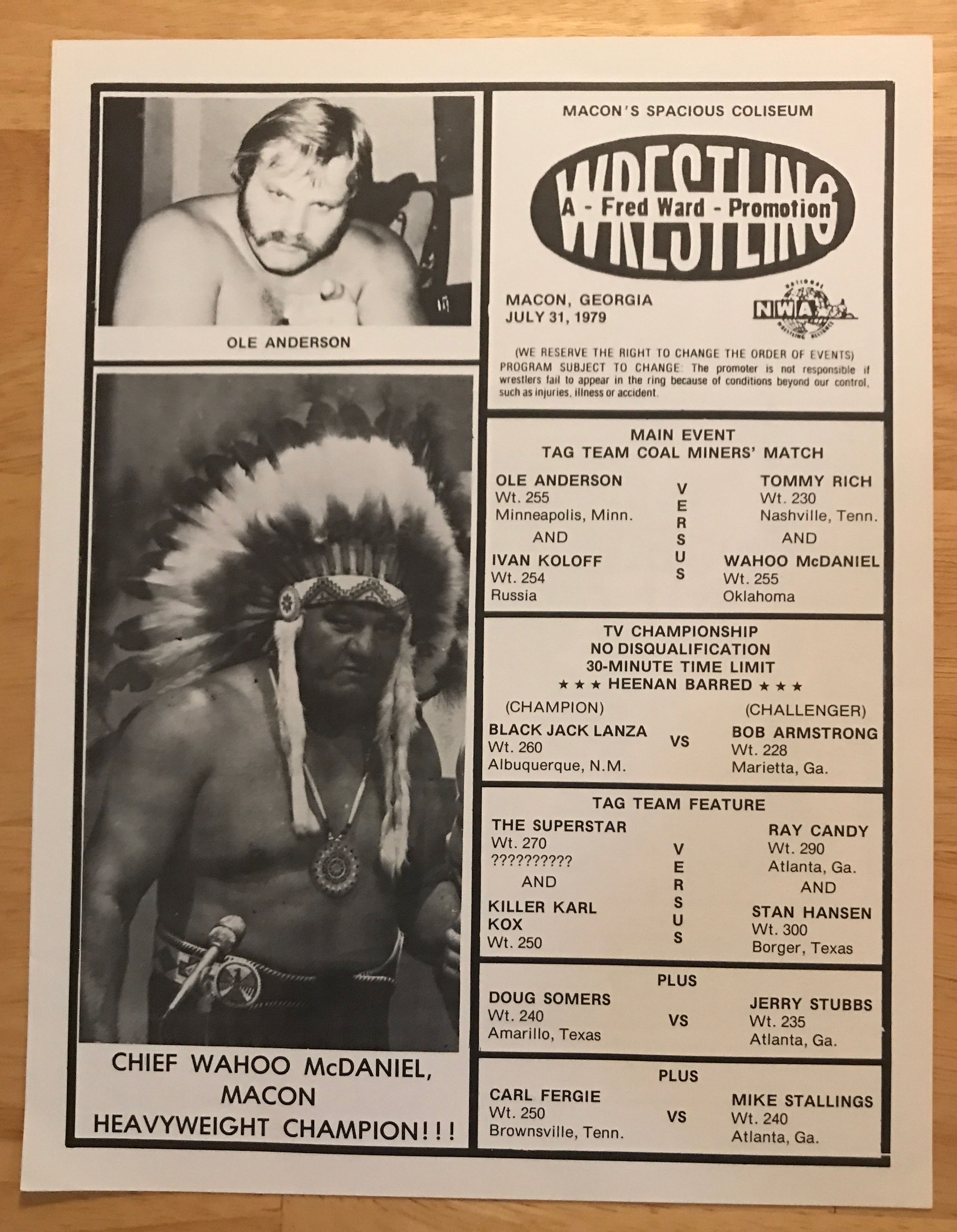 NWA Georgia - Macon 07/31/1979 (July) magazine collectible - Main Image 2