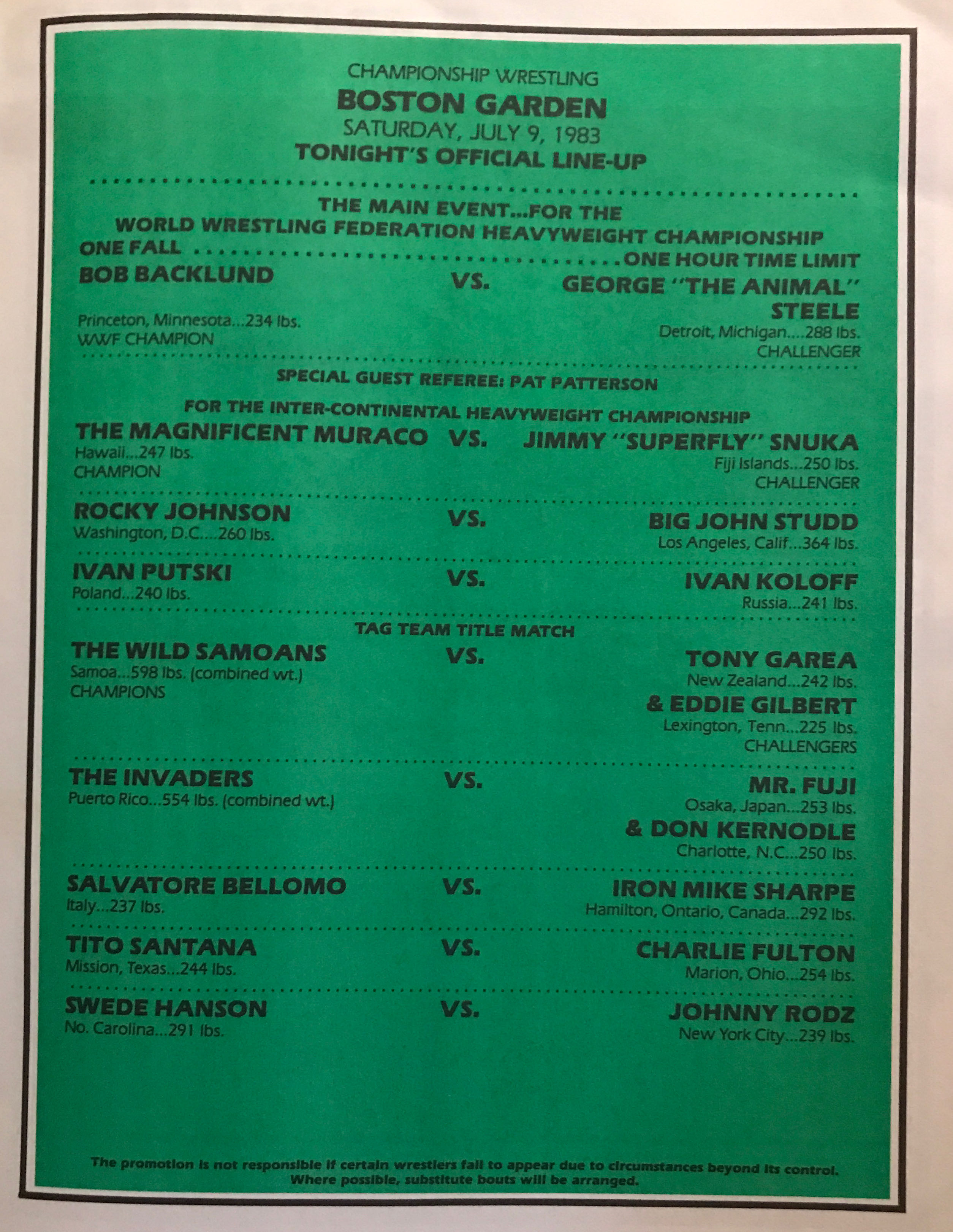 WWF Program Volume 102  (July) magazine collectible - Main Image 2