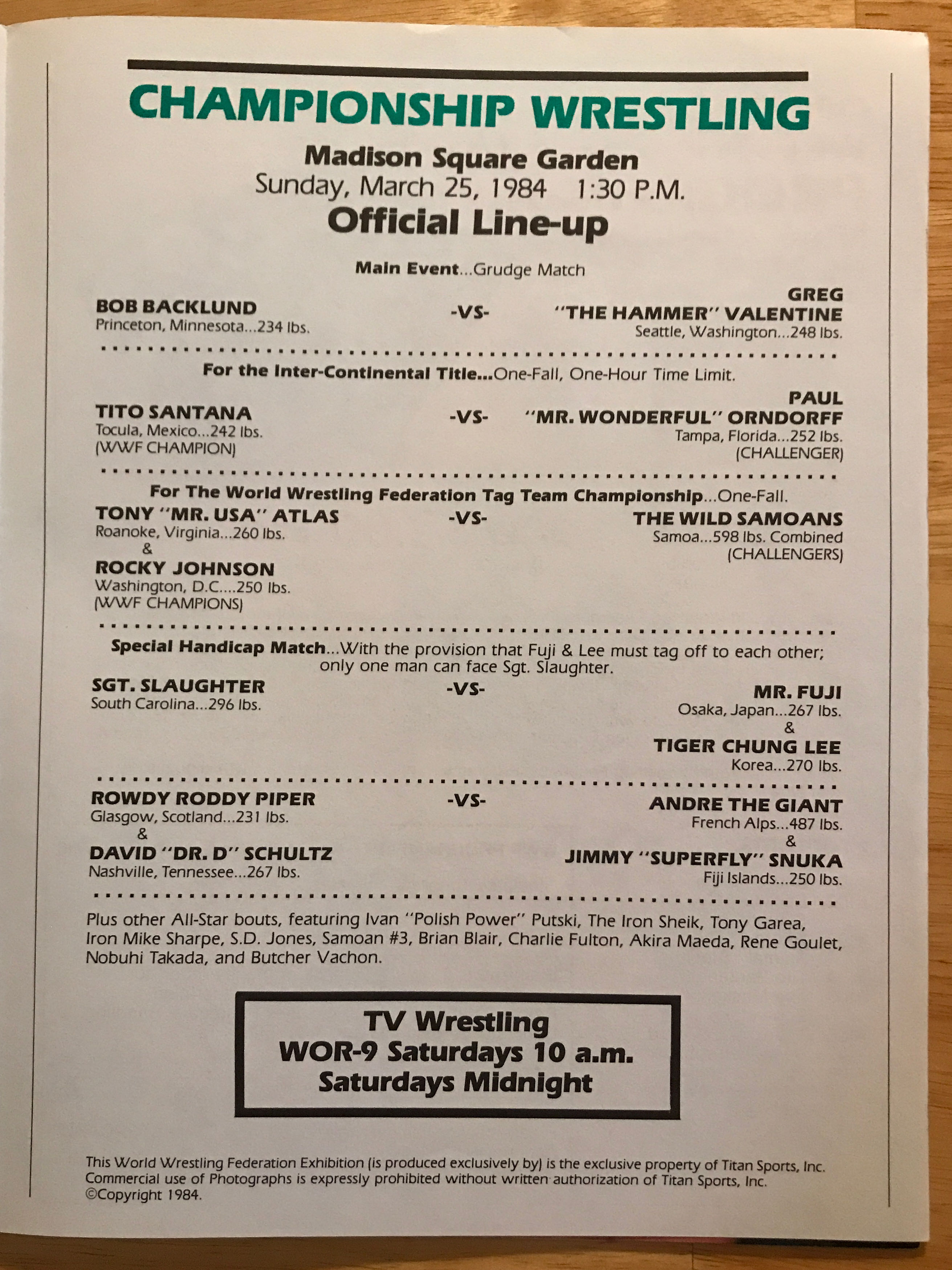 WWF Program Volume 110  (March) magazine collectible - Main Image 2