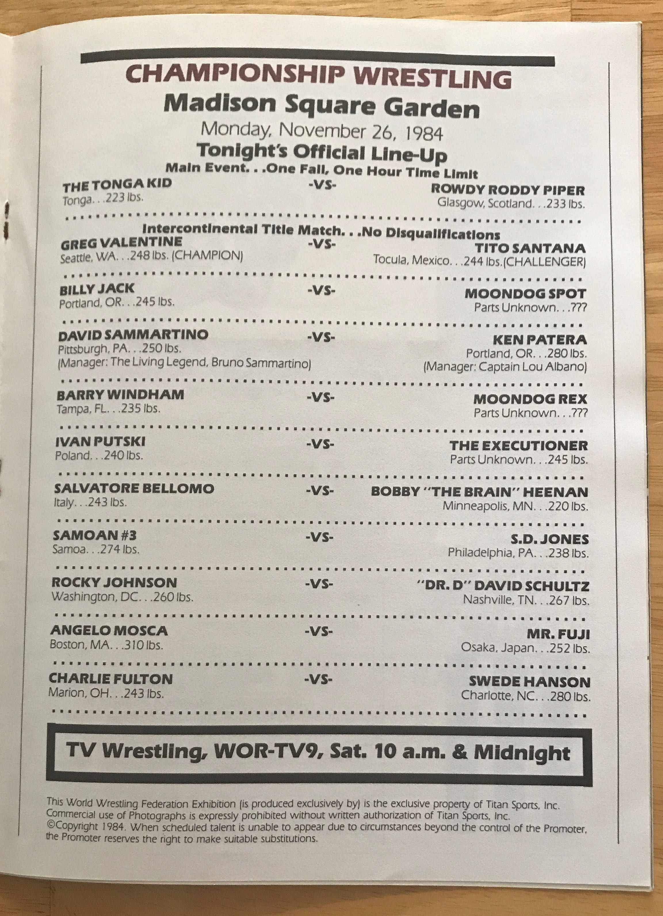 WWF Program Volume 118  (November) magazine collectible - Main Image 2