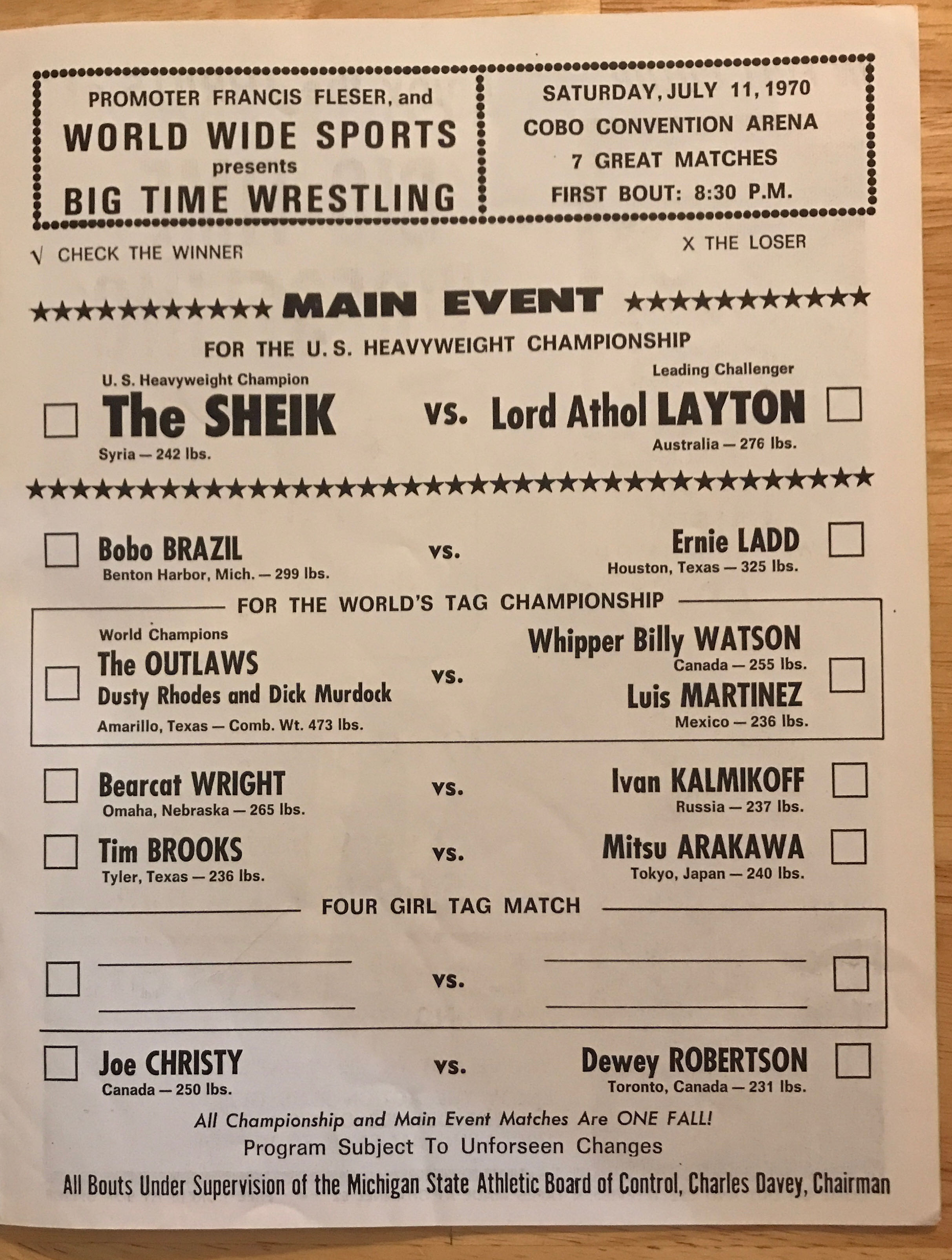 Detroit Big Time Wrestling Body Press 01-19-1974  (January) magazine collectible - Main Image 2