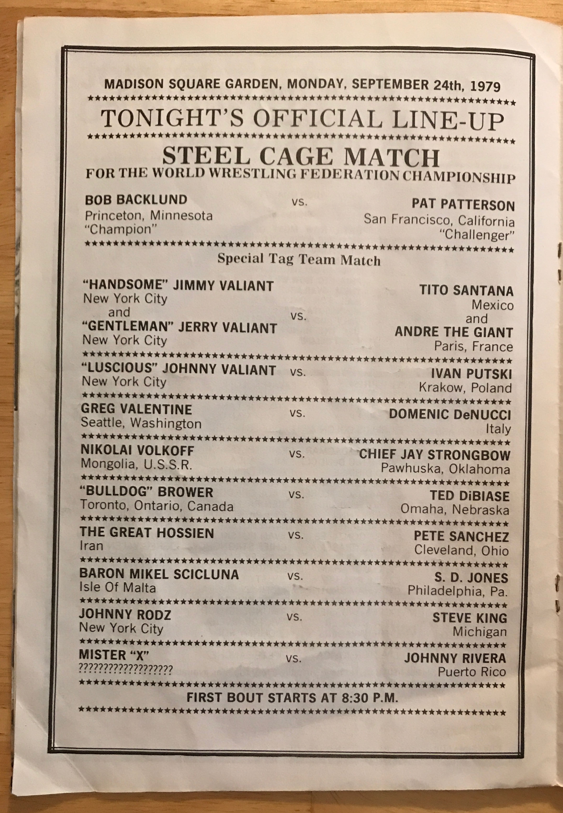 WWWF Championship Wrestling from MSG Program 09/24/1979  (September) magazine collectible - Main Image 2