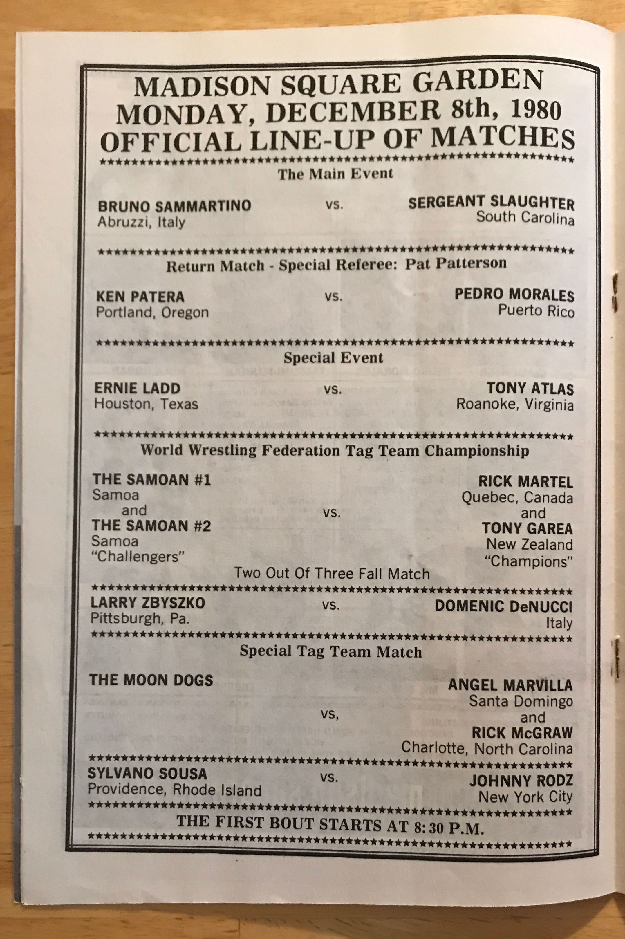 WWF Championship Wrestling from MSG Official Program Magazine #37 12/08/1980  (December) magazine collectible - Main Image 2