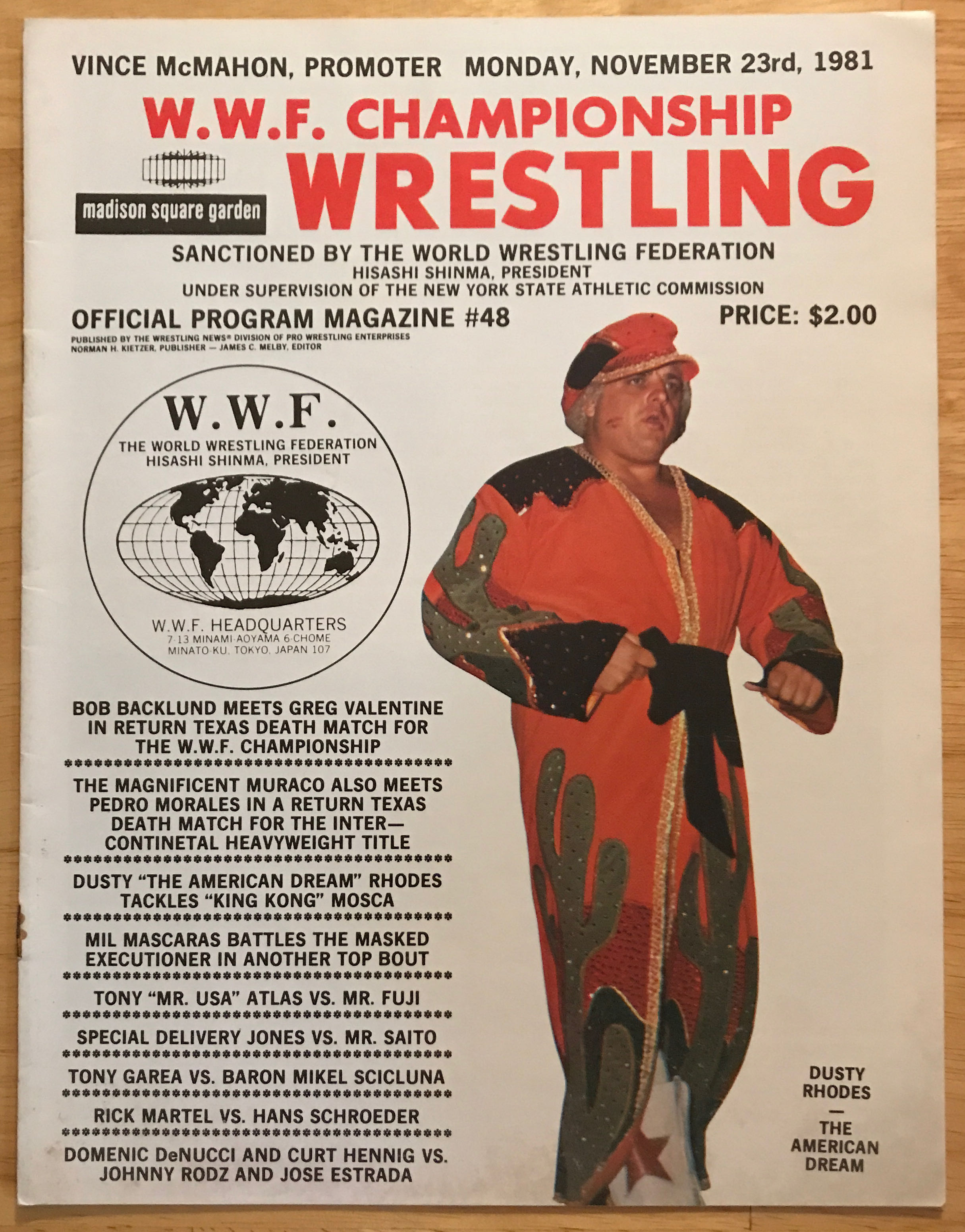WWF Championship Wrestling from MSG Official Program Magazine #48 11/23/1981  (November) magazine collectible - Main Image 1
