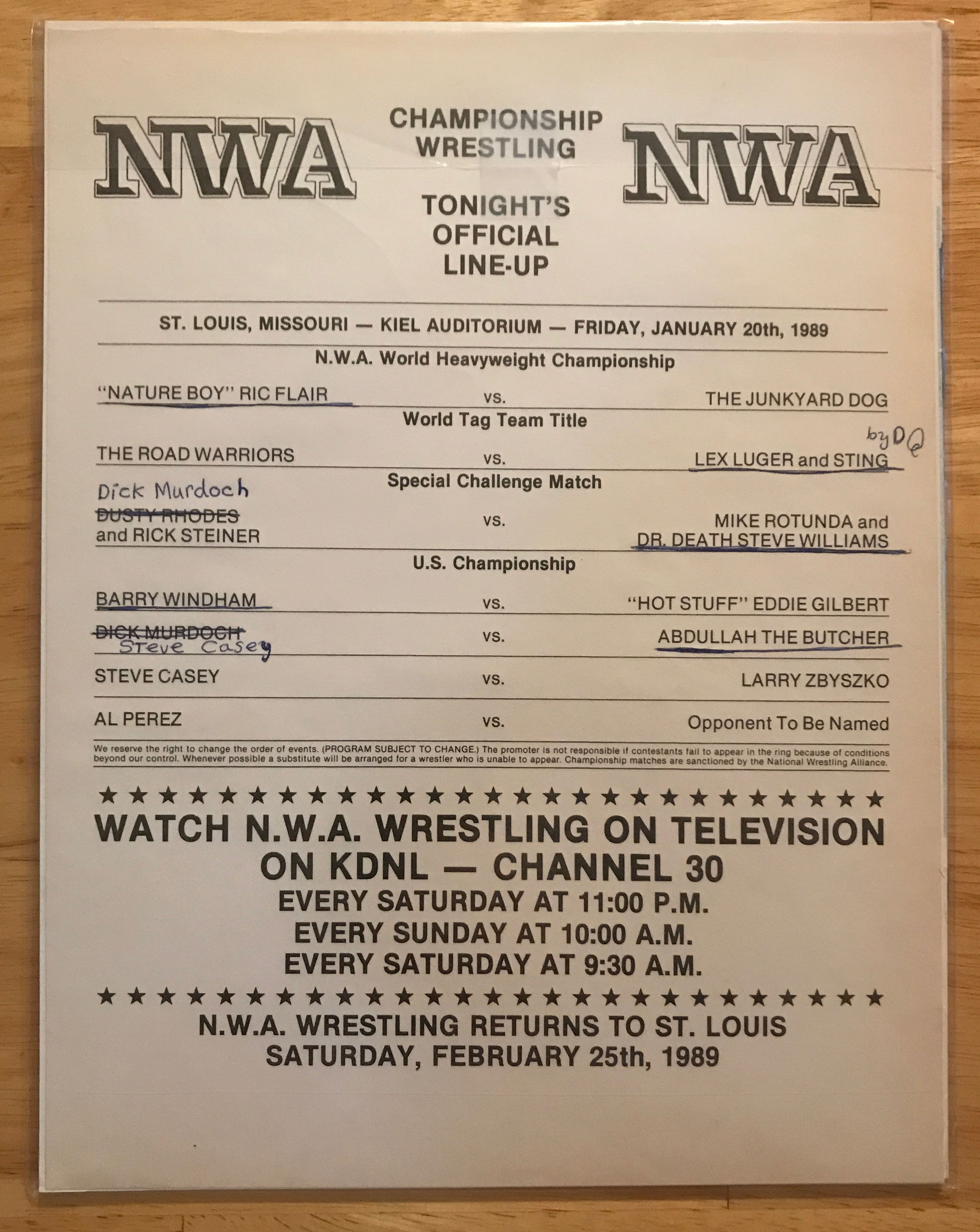NWA Major League Wrestling Program 1988: #1169 St. Louis, MO 01/20/1989  (January) magazine collectible - Main Image 2