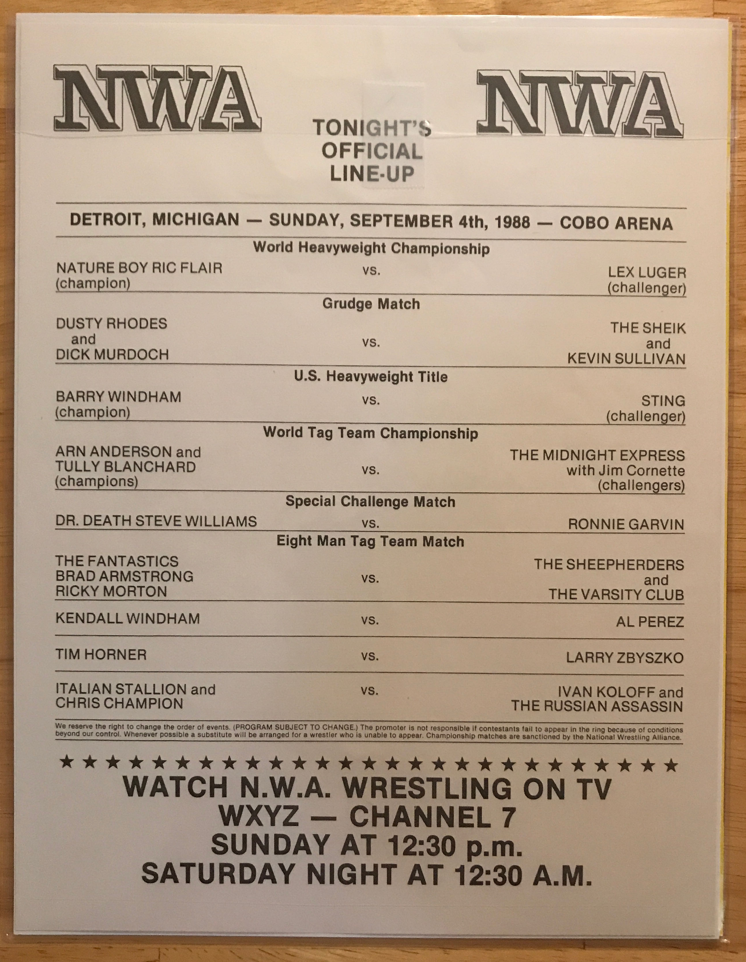 NWA Major League Wrestling Program 1988: #1165 St. Louis, MO 09/04/1988  (September) magazine collectible - Main Image 2