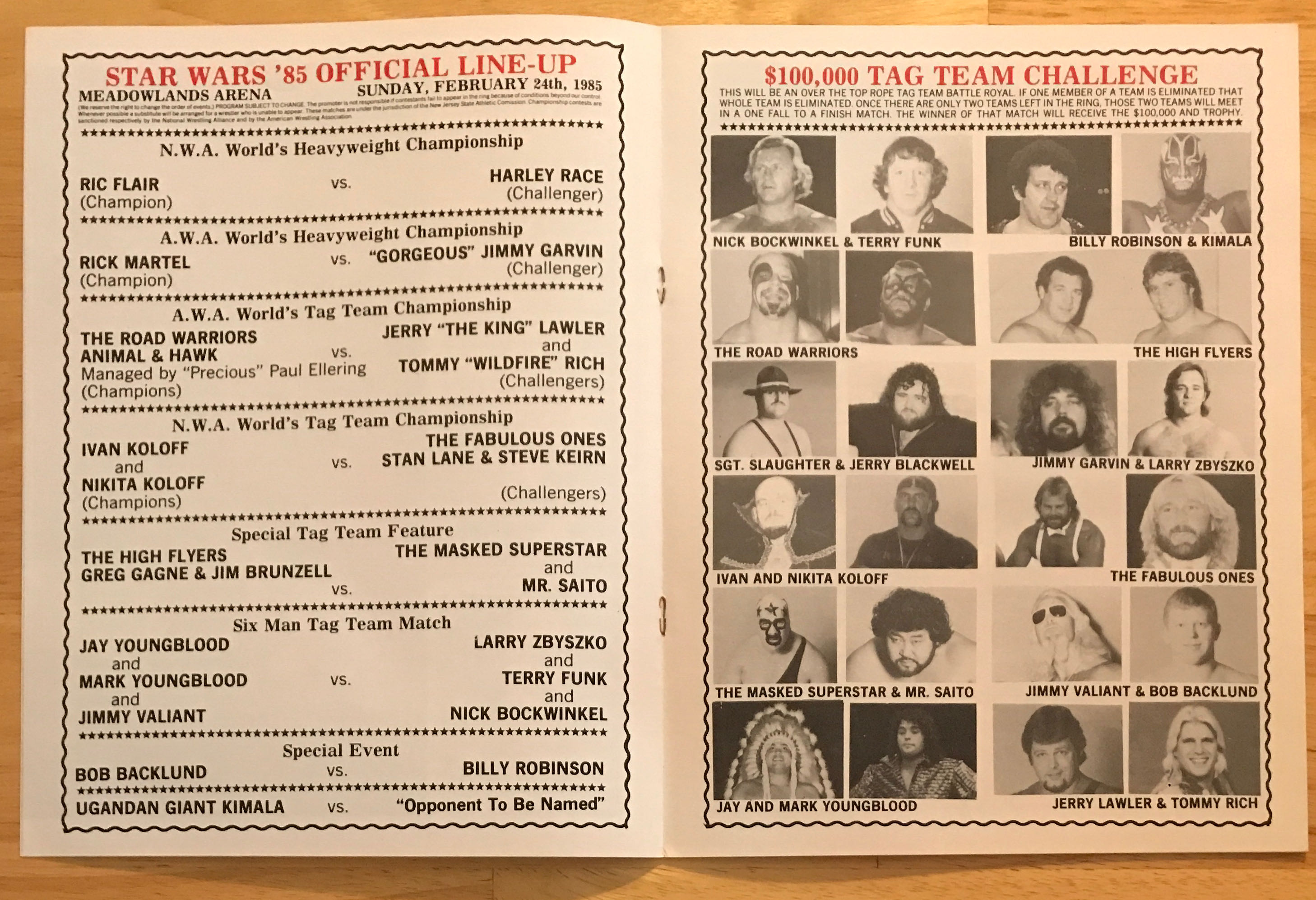 Pro Wrestling U. S. A. Major League Wrestling Star Wars ‘85 Program 02/24/1985  (February) magazine collectible - Main Image 2