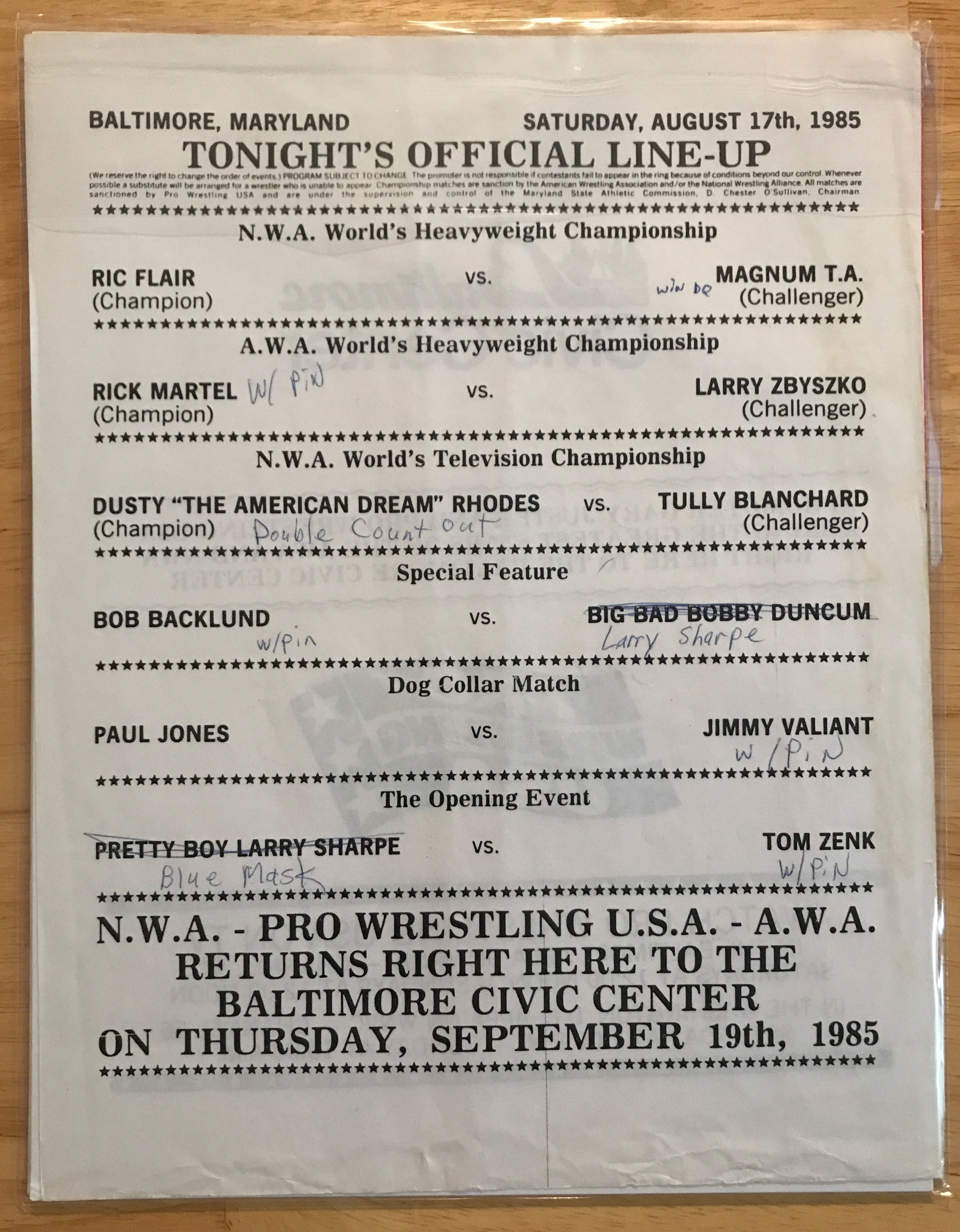Pro Wrestling U. S. A. Major League Wrestling Program #1131 (USA #11) 08/17/1985  (August) magazine collectible - Main Image 2