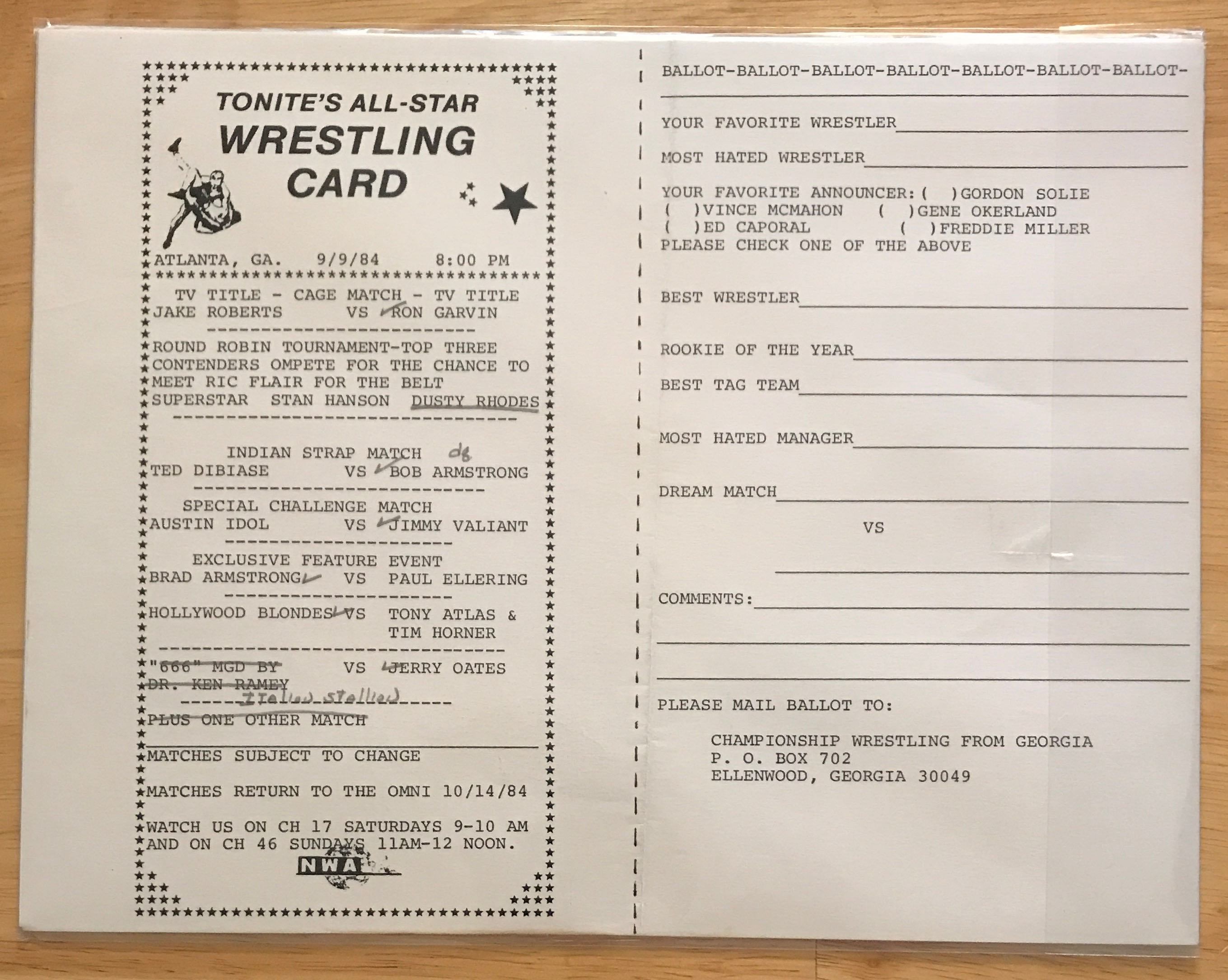 NWA Georgia - The Ringsider  09/09/1984  (September) magazine collectible - Main Image 2