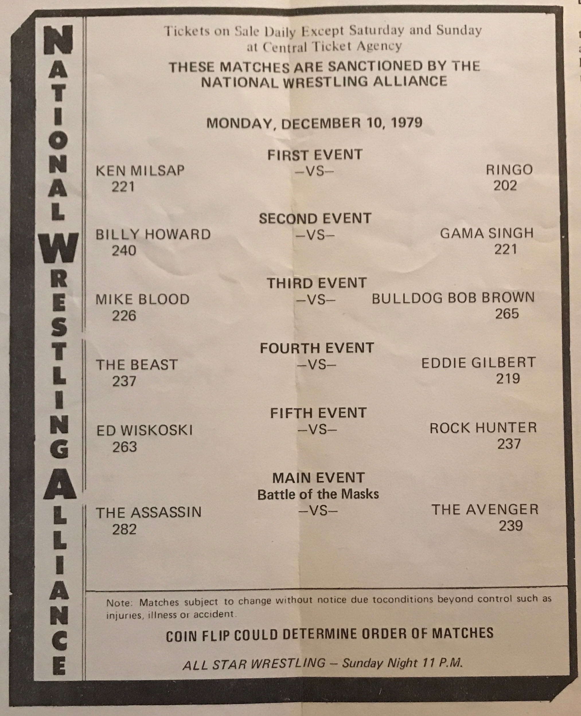 NWA Wichita, KS All Star Wrestling Vol. 3, No. 36 12/10/1979  (December) magazine collectible - Main Image 2