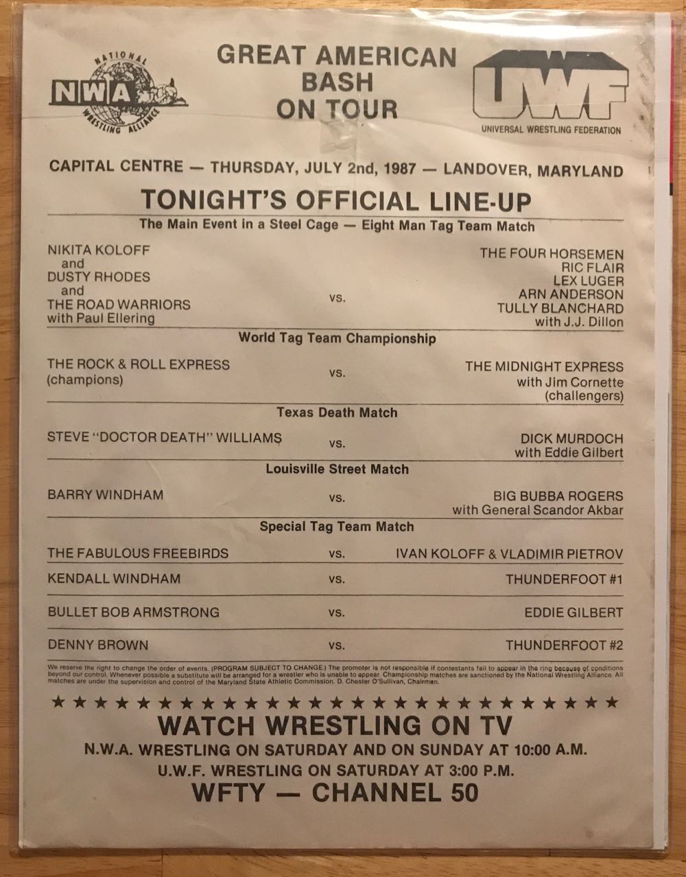 NWA The Great American Bash 1987 Program  (July) magazine collectible - Main Image 2