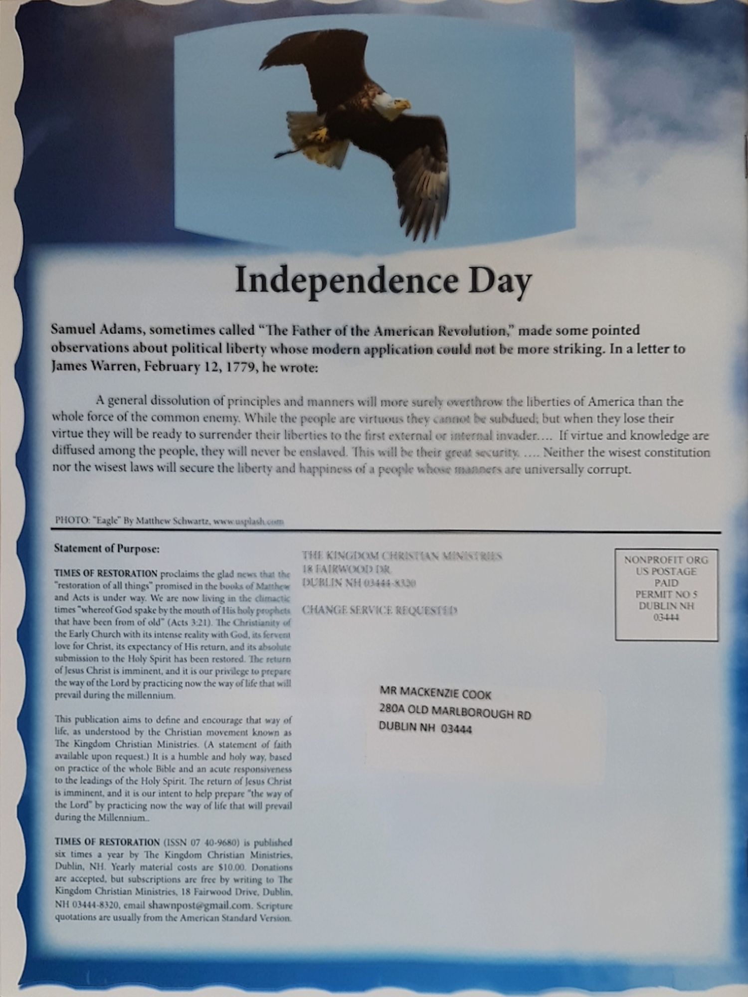 Times Of Restoration 2018 07/08  (July) magazine collectible - Main Image 2