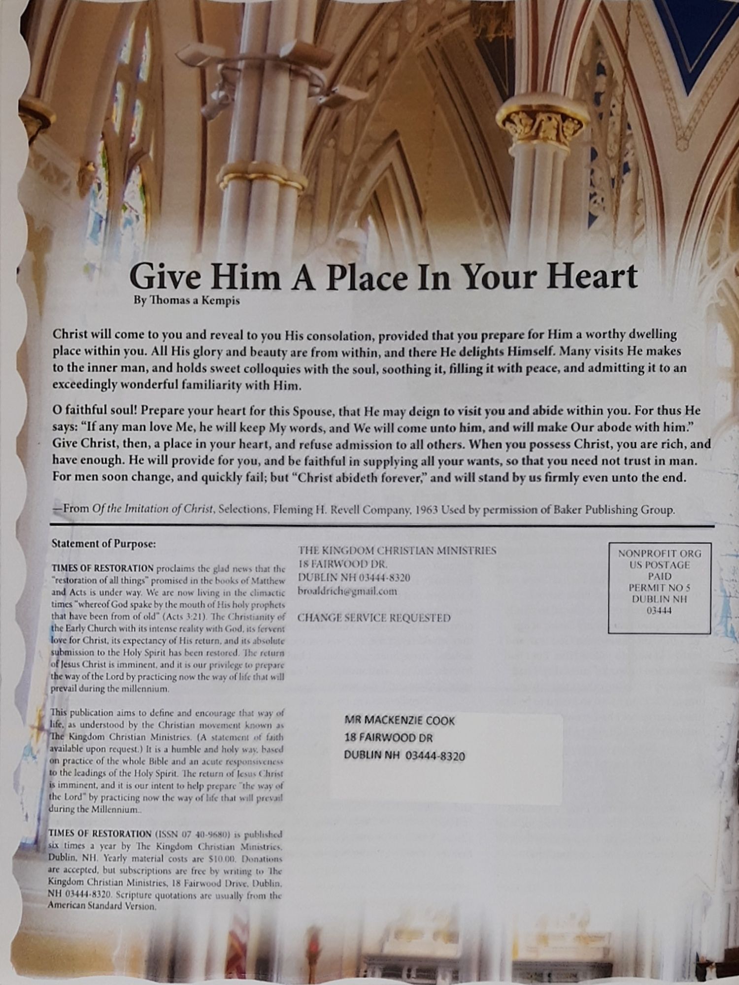 Times Of Restoration 2018 05/06  (May) magazine collectible - Main Image 2