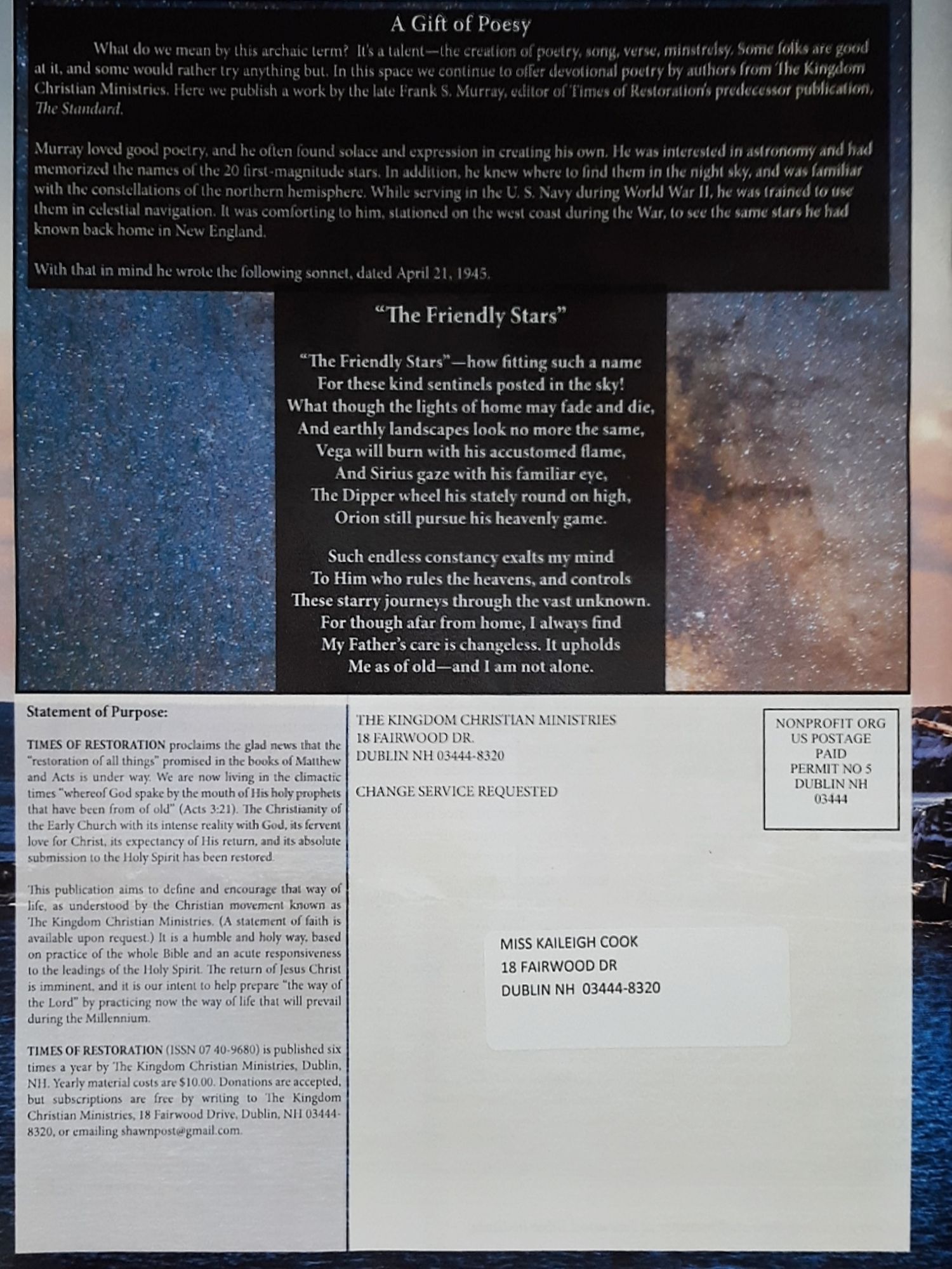 Times of Restoration 2020 03/04  (March) magazine collectible - Main Image 2