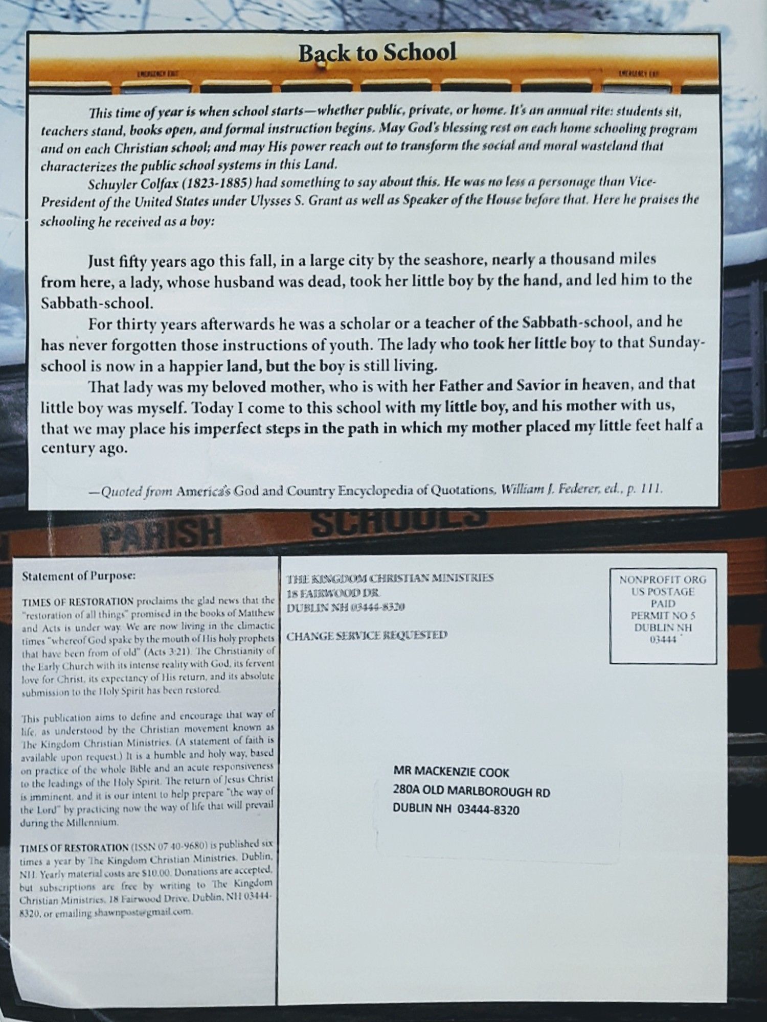 Times of Restoration 2019 09/10  (September) magazine collectible - Main Image 2