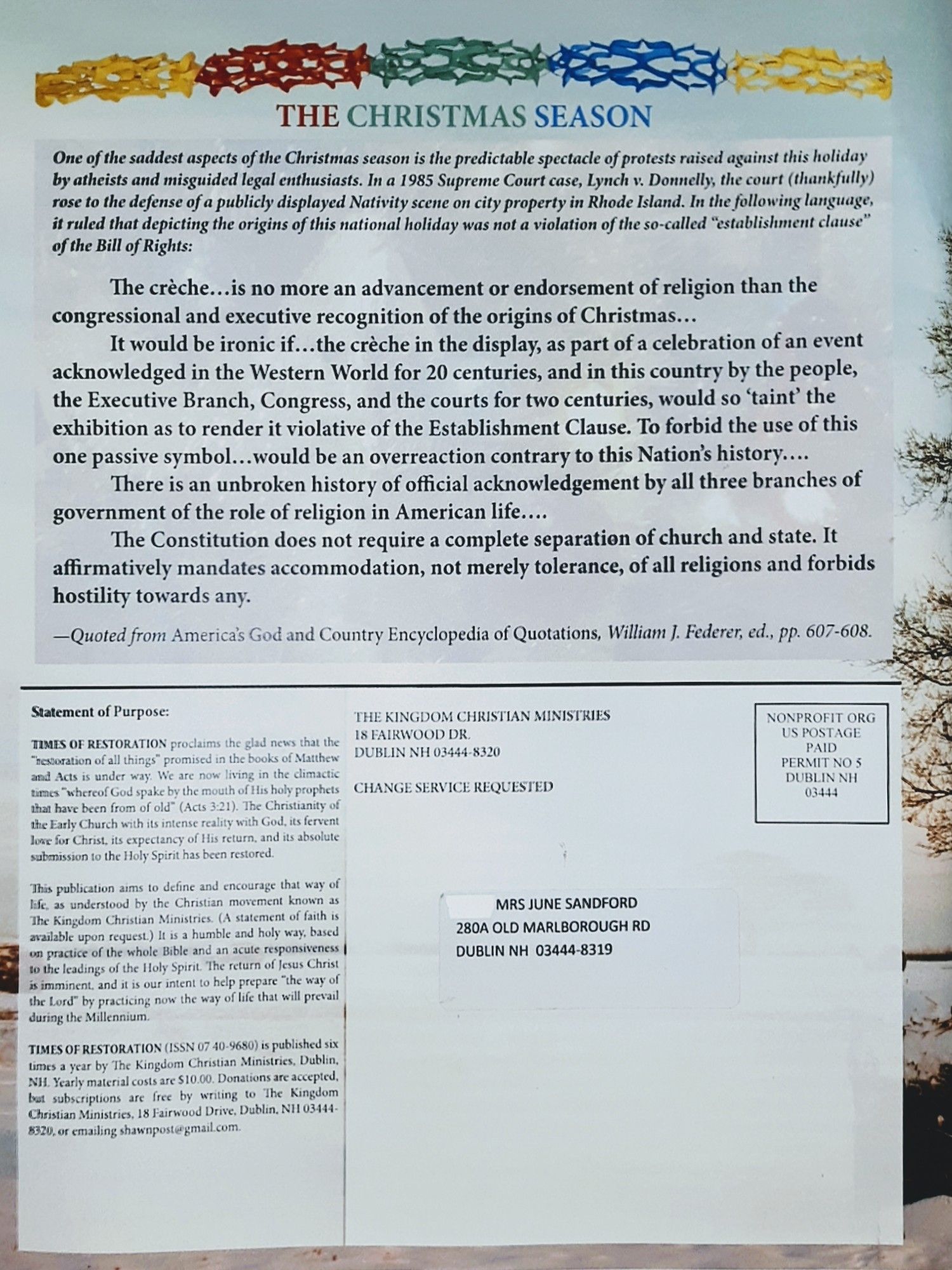 Times of Restoration 2019 11/12  (November) magazine collectible - Main Image 2