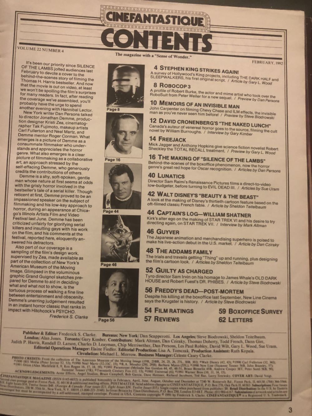 Cinefantastique 22-4  (February) magazine collectible - Main Image 2