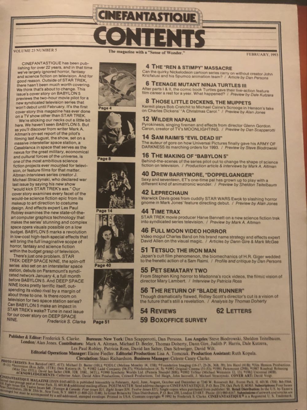 Cinefantastique 23-5  (February) magazine collectible - Main Image 2