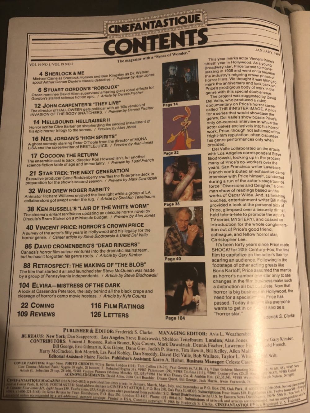 Cinefantastique 19-1/2  (January) magazine collectible - Main Image 2