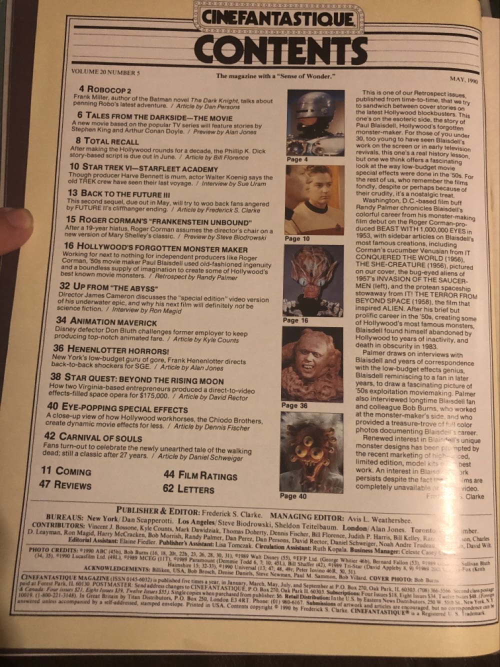 Cinefantastique 20-5  (May) magazine collectible - Main Image 2