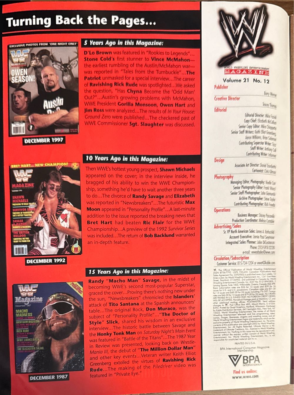 WWE Magazine  (December) magazine collectible [Barcode 07189647481744] - Main Image 2